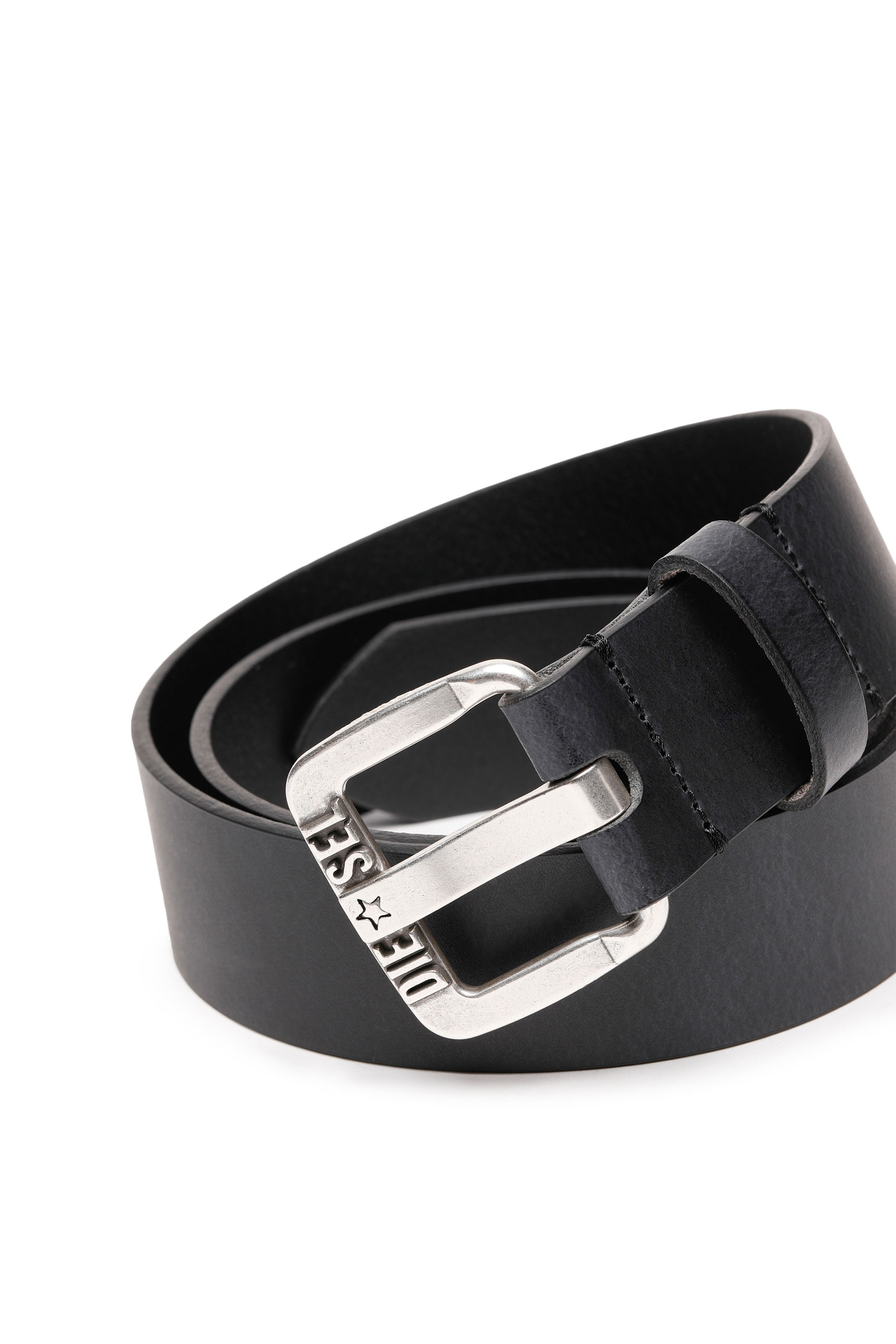 Diesel - B-STAR II, Herren 3.9cm Gürtel aus Leder mit Sternen-Logo-Schließe aus Metall in Schwarz - 2