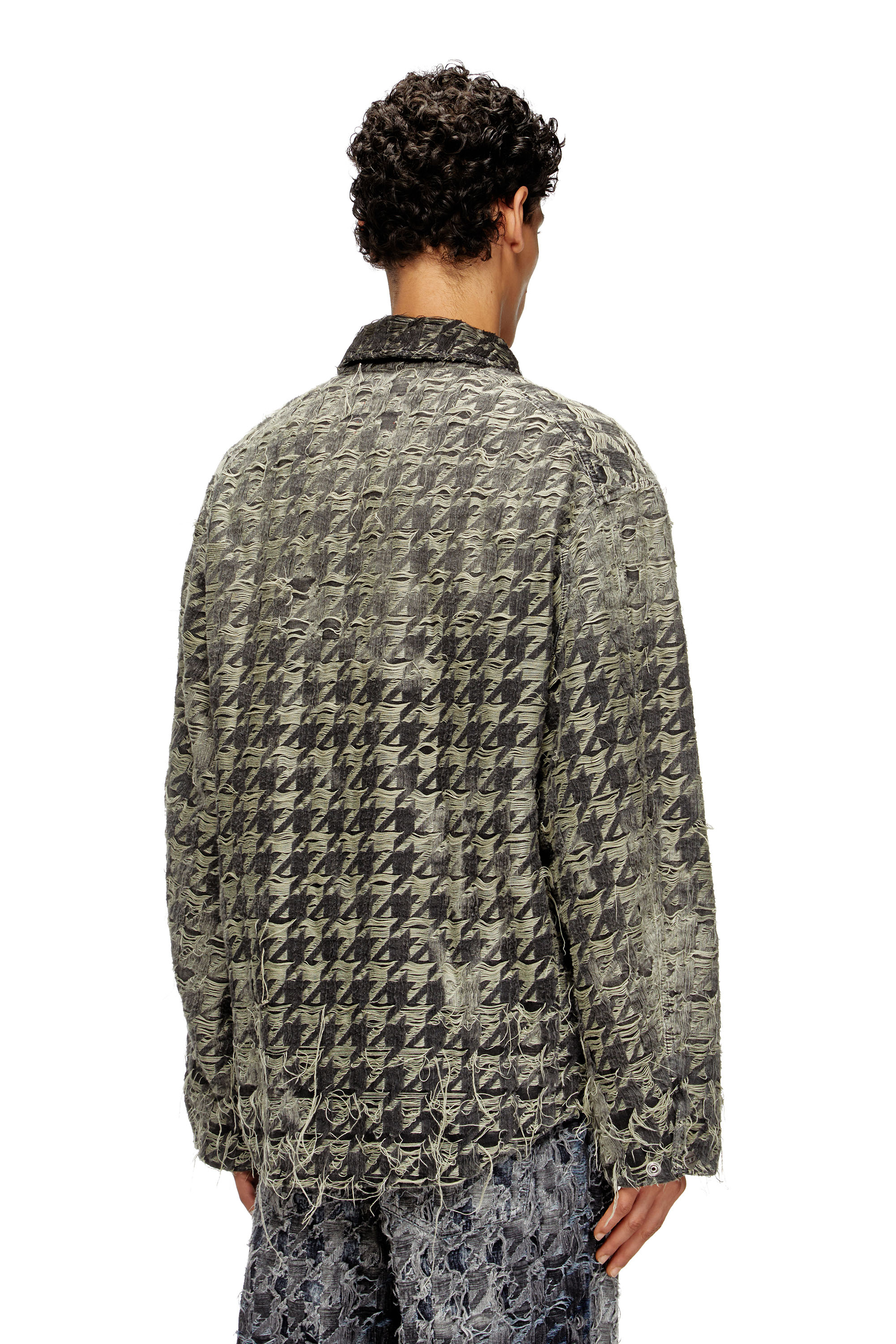 Diesel - D-ELMO-FSH, Herren Jacke aus Jeansgewebe mit Hahnentritt-Muster in Schwarz/Weiss - 4