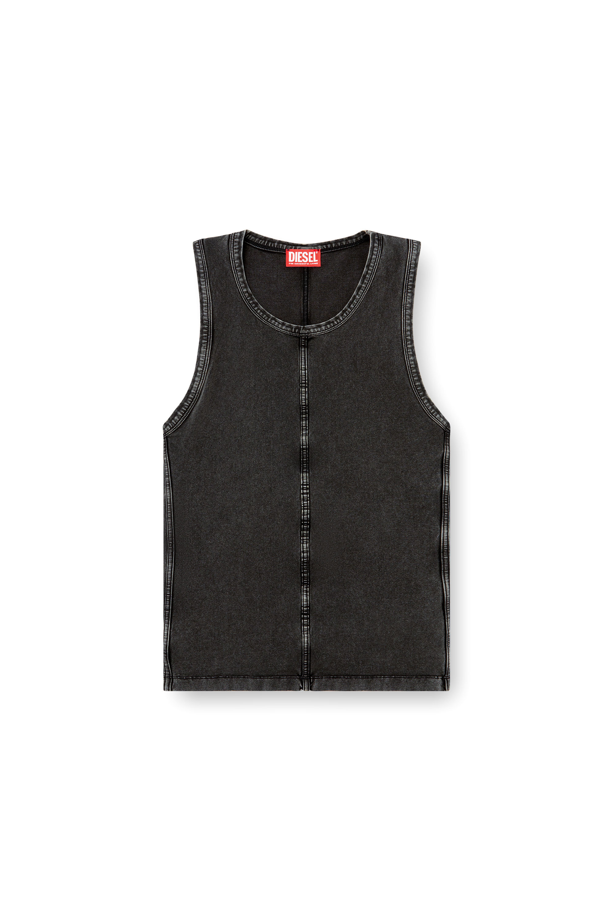 Diesel - T-MELY-SL, Herren Tanktop aus Jersey in Denim-Optik in Schwarz - 2