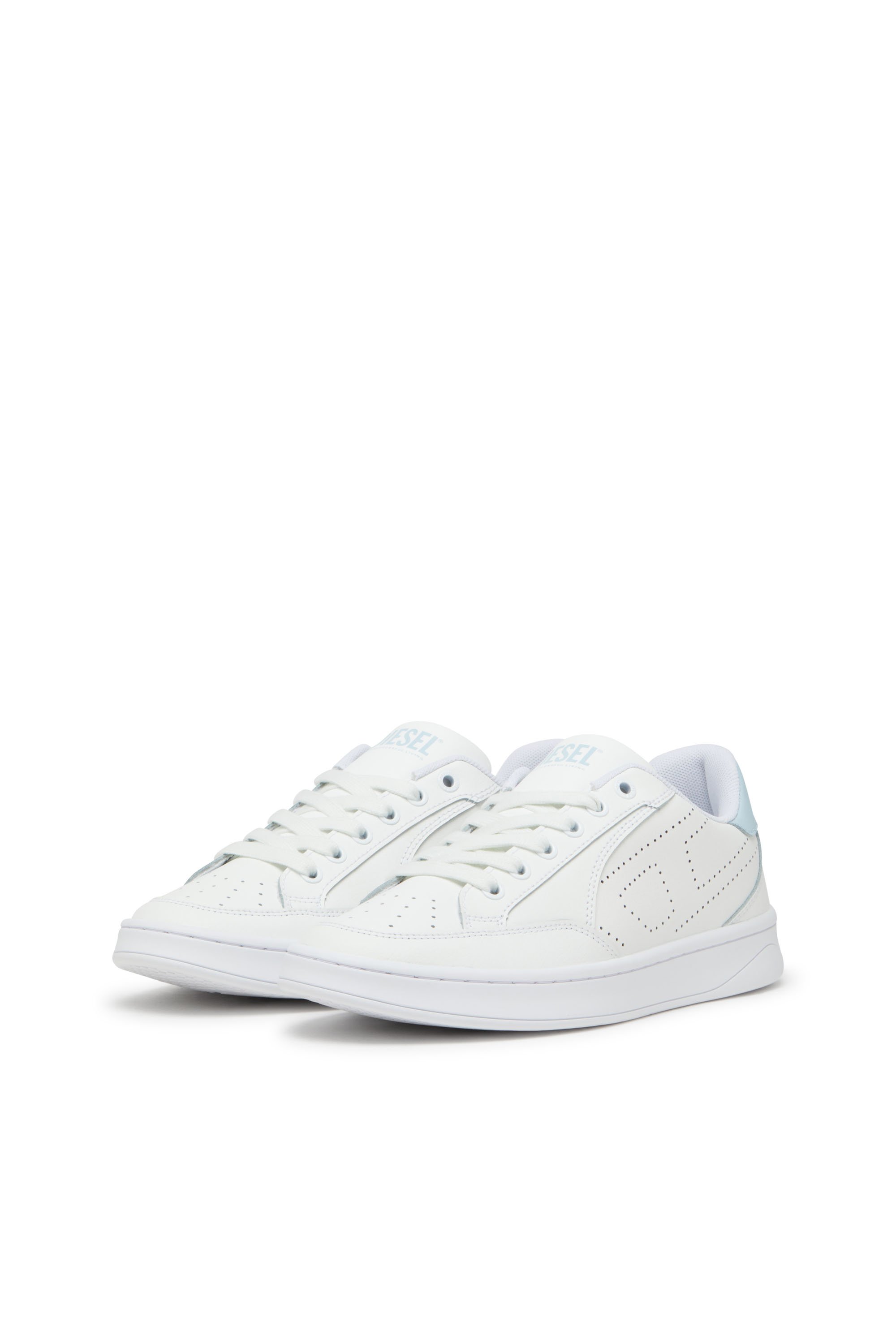 Diesel - S-DAKOTA LOW W, Damen Sneakers aus Leder mit perforiertem Logo in Weiss/Blau - 8