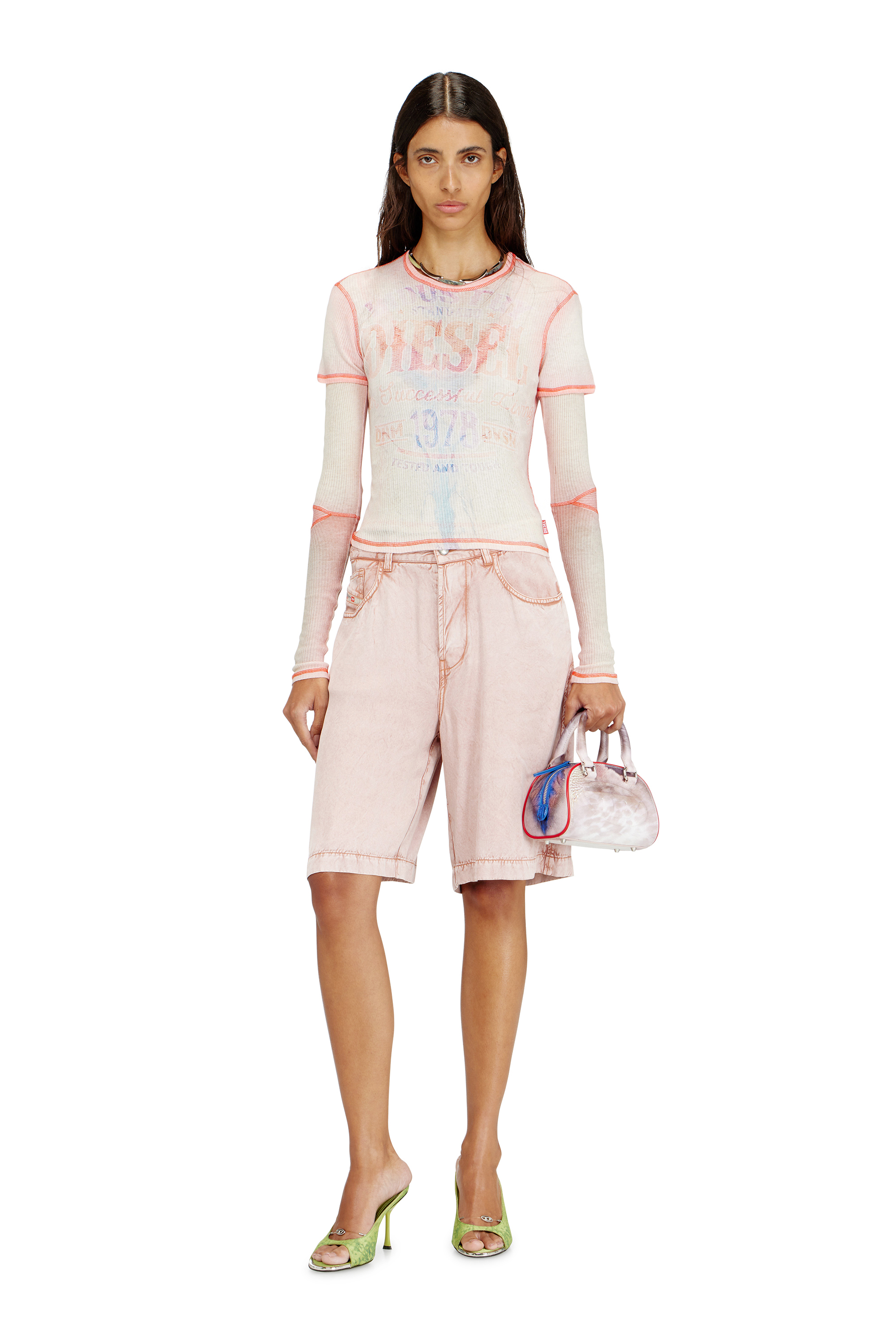 Diesel - 1DR DOME CROSSBODY, Damen 1DR Dome-Mini Bowlingtasche mit Animal-Print in Rosa/Blau - 1