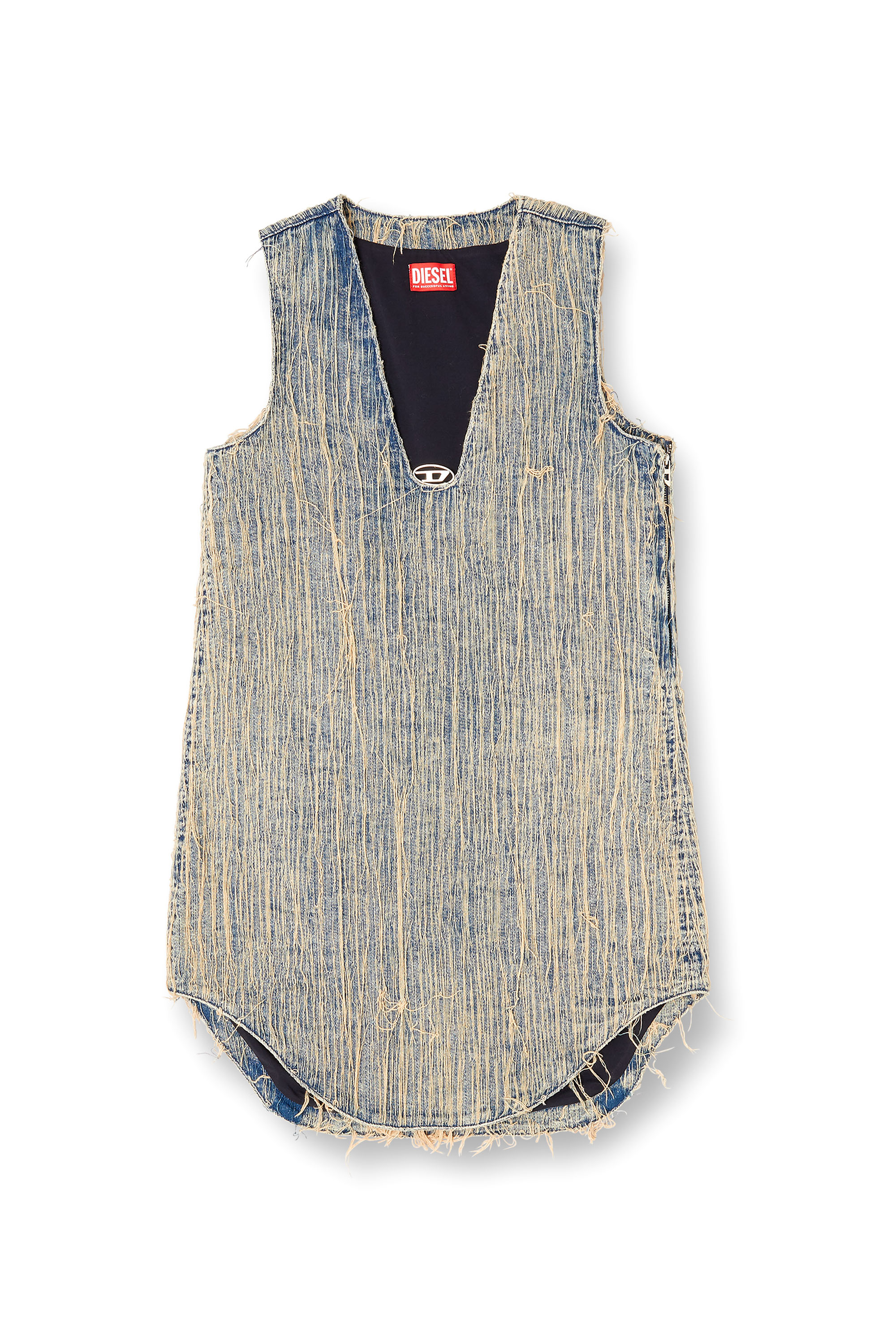 Diesel - DE-LARIS-DRESS-S2, Damen Jeanskleid im Used-Look in Mittelblau - 3
