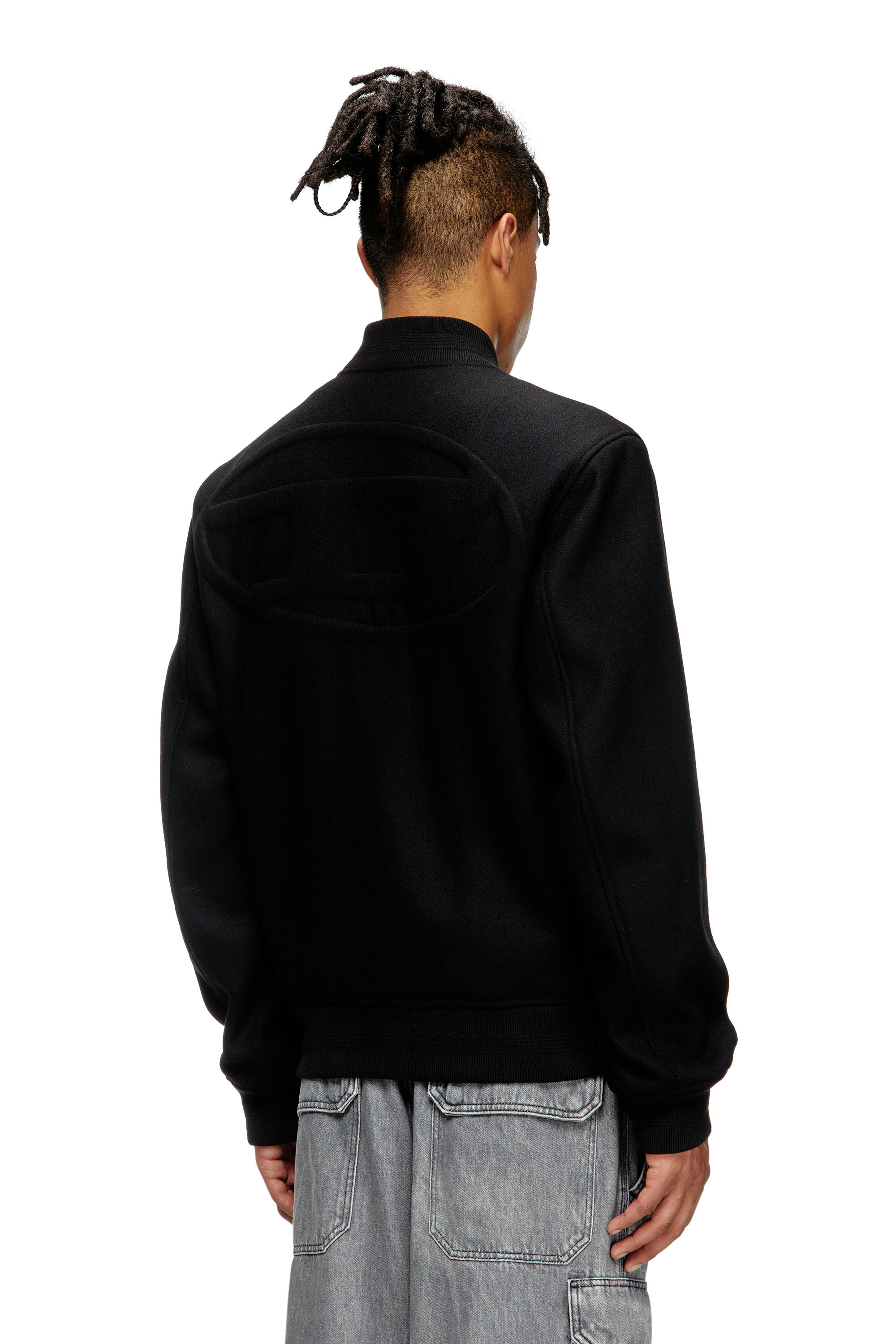 Diesel - J-ARRY, Herren Gefütterte Bomberjacke aus Wollmischung in Schwarz - 4