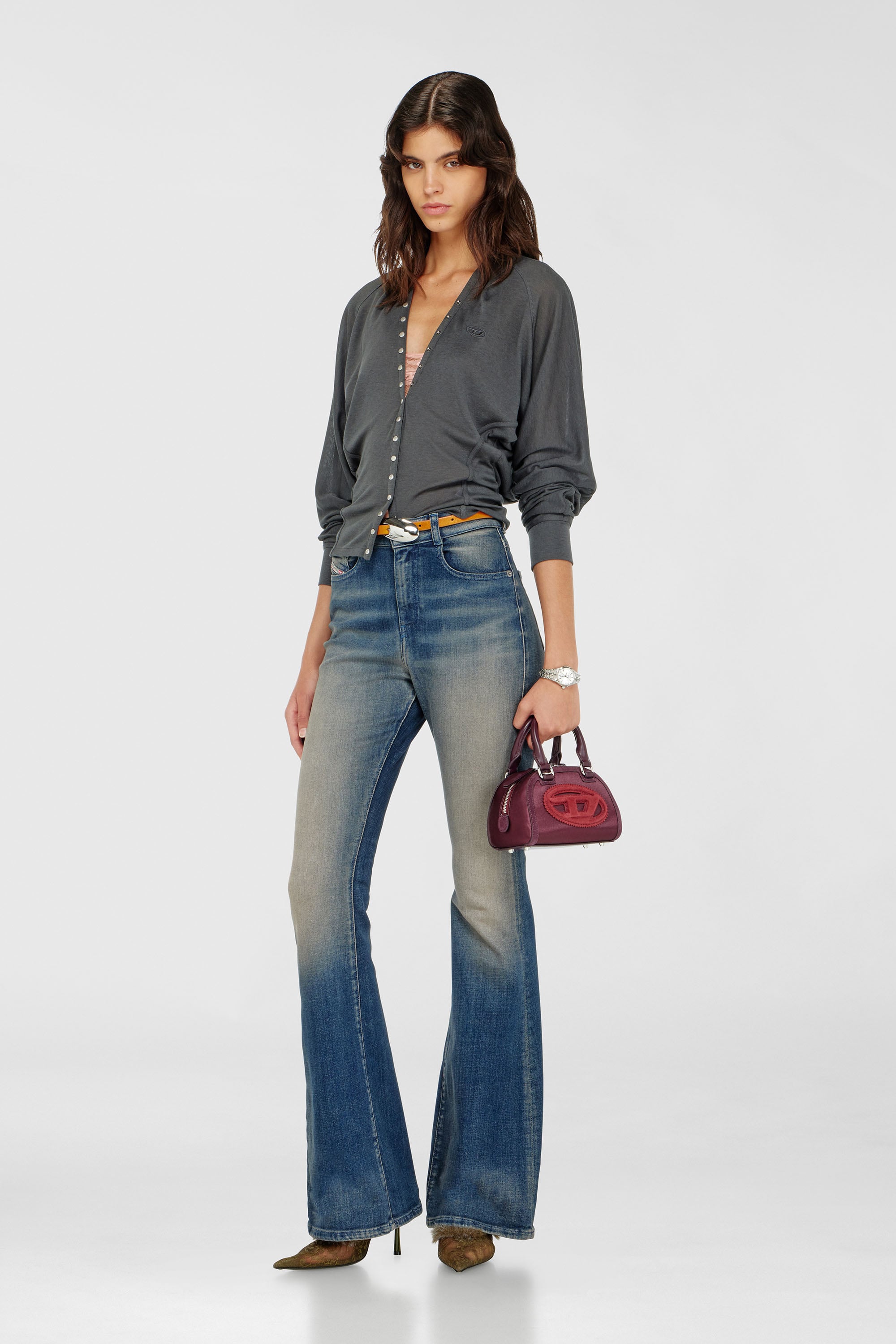 Diesel - 1DR DOME CROSSBODY, Damen 1DR Dome - Kleine-Umh&auml;ngetasche aus Satin und Velours in Burgunderrot - 2