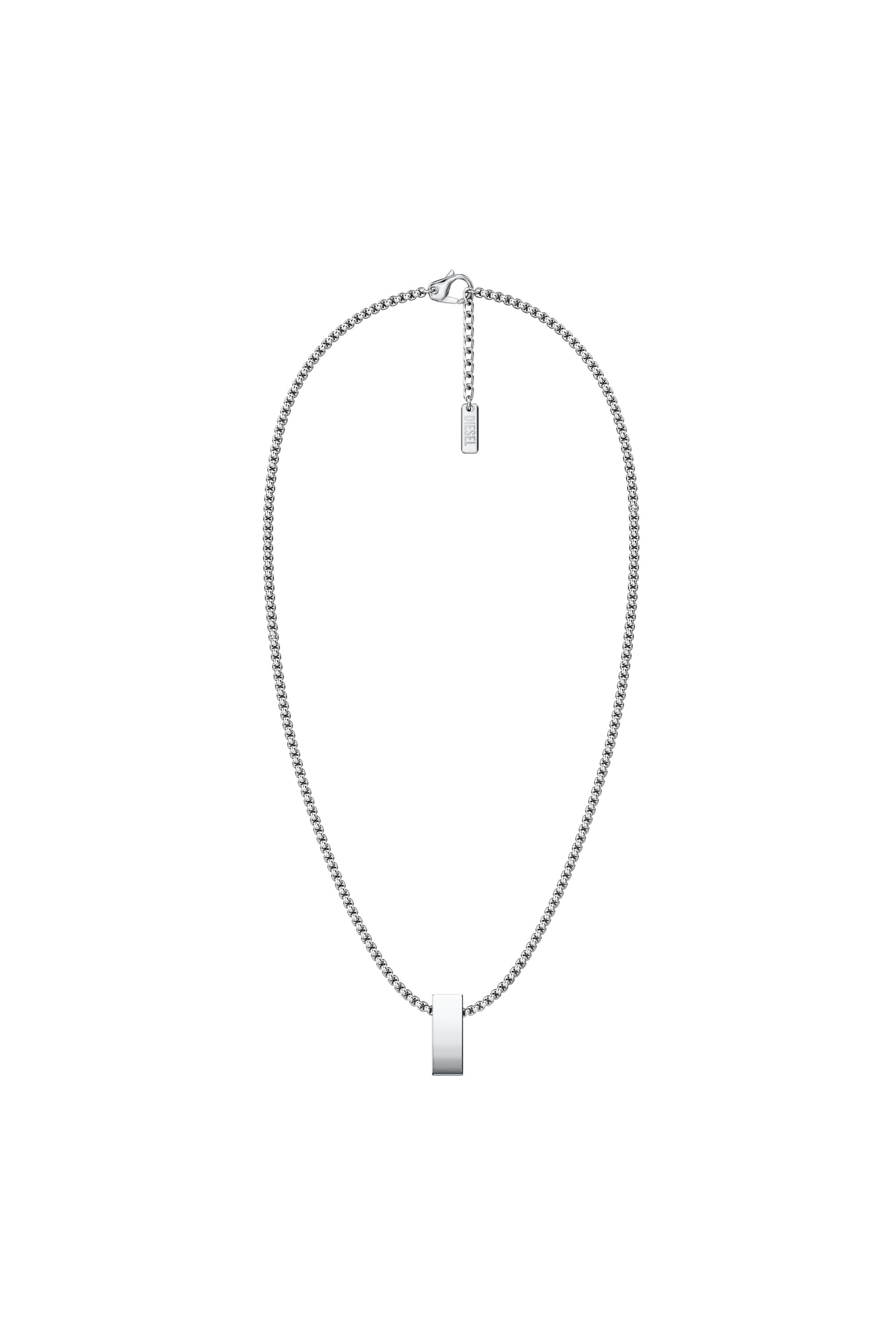 Diesel - DX1689040 JEWELLERY, Unisex Anh&auml;nger-Halskette aus Edelstahl in Silber/Rot - 1