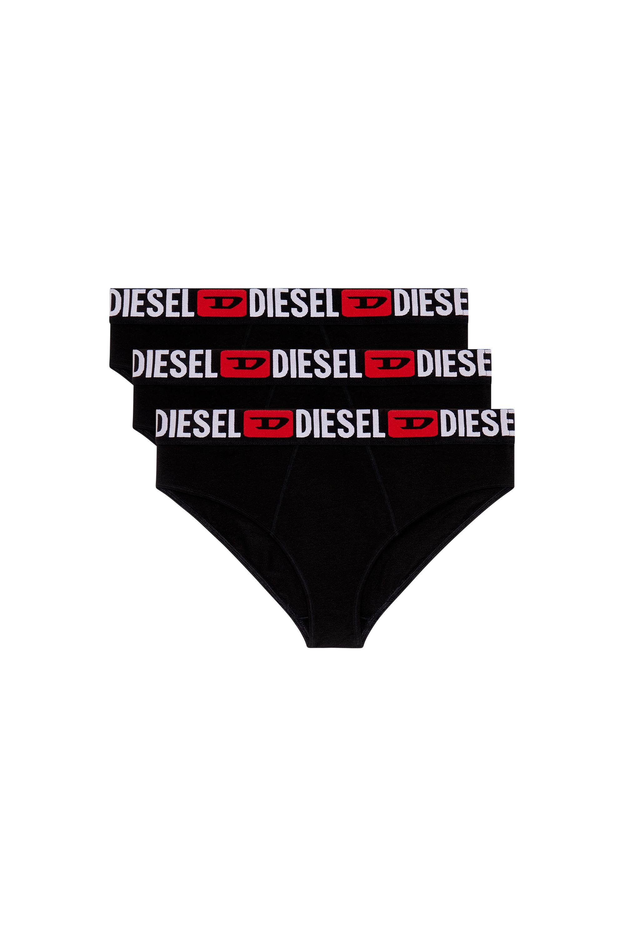 Diesel - UFPN-BLANCA-R-THREEPACK, Damen Gerippte Briefs mit hohem Bund im Dreierpack in Schwarz - 1