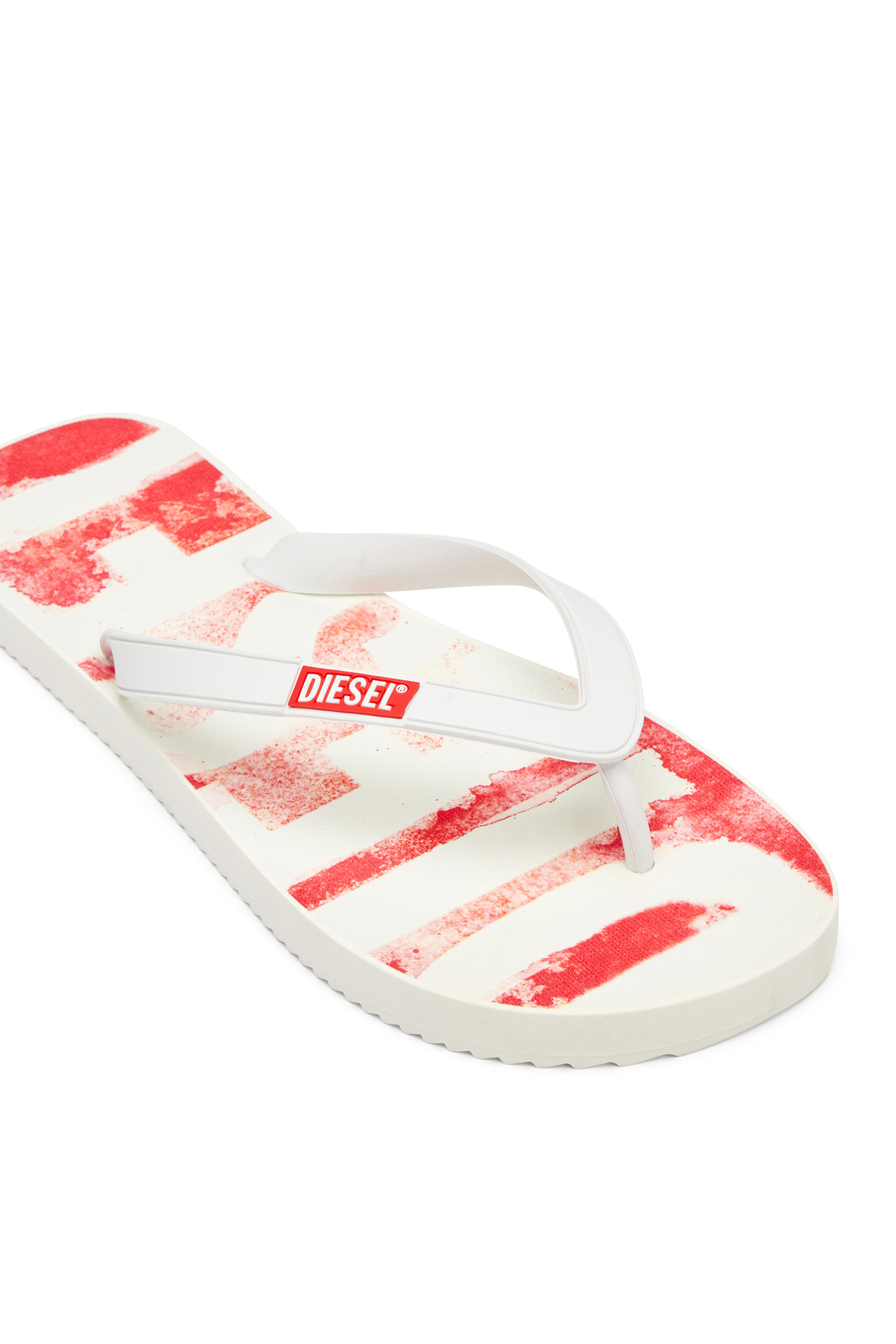 Diesel - SA-RIO, Herren Sa-Rio-Flip-Flops aus Gummi mit Graffiti-Logo in Weiss/Rot - 6