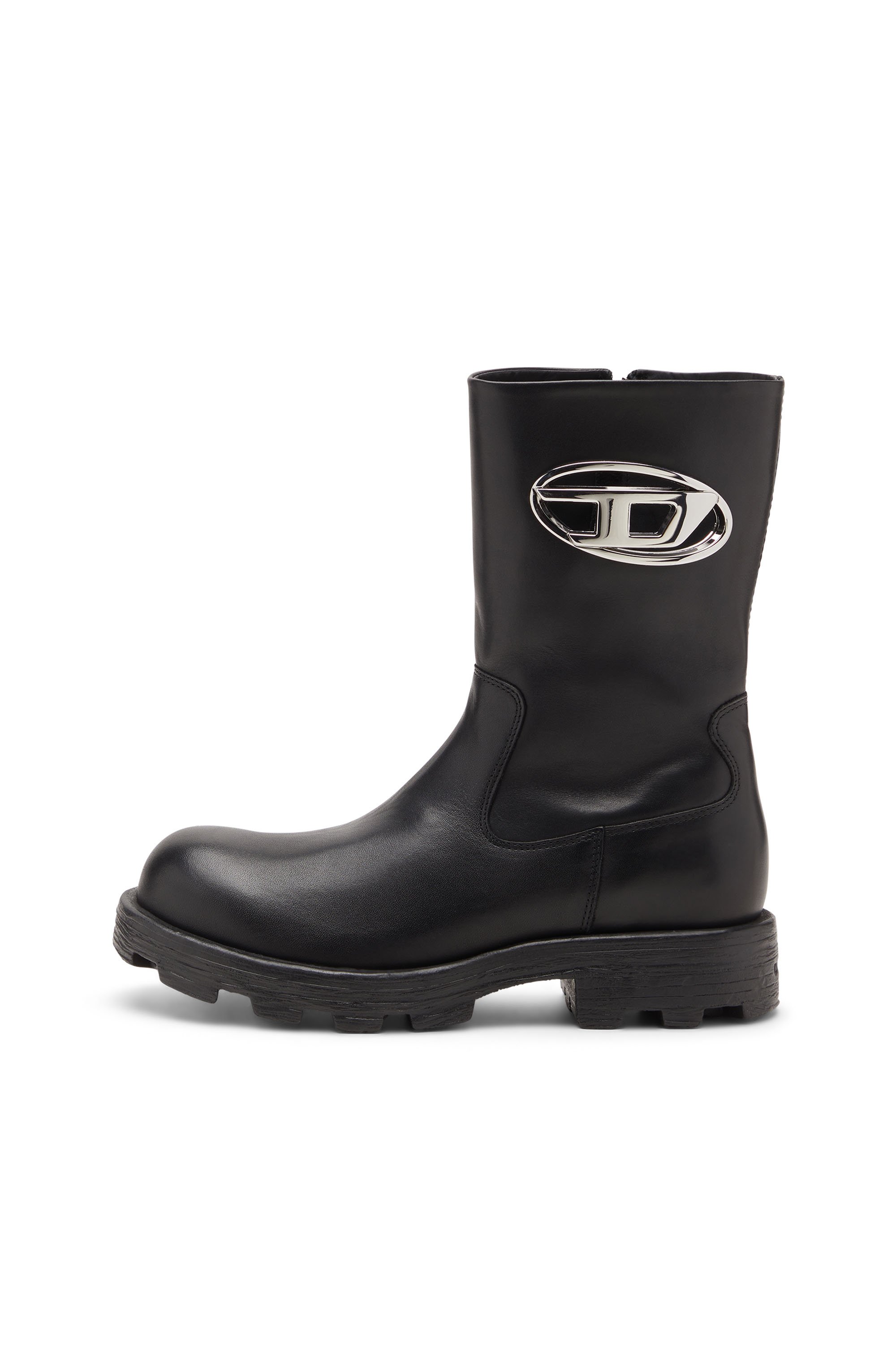 Diesel - D-HAMMER BKR D W, Damen D-Hammer-Bikerstiefel aus Hochglanzleder in Schwarz - 2