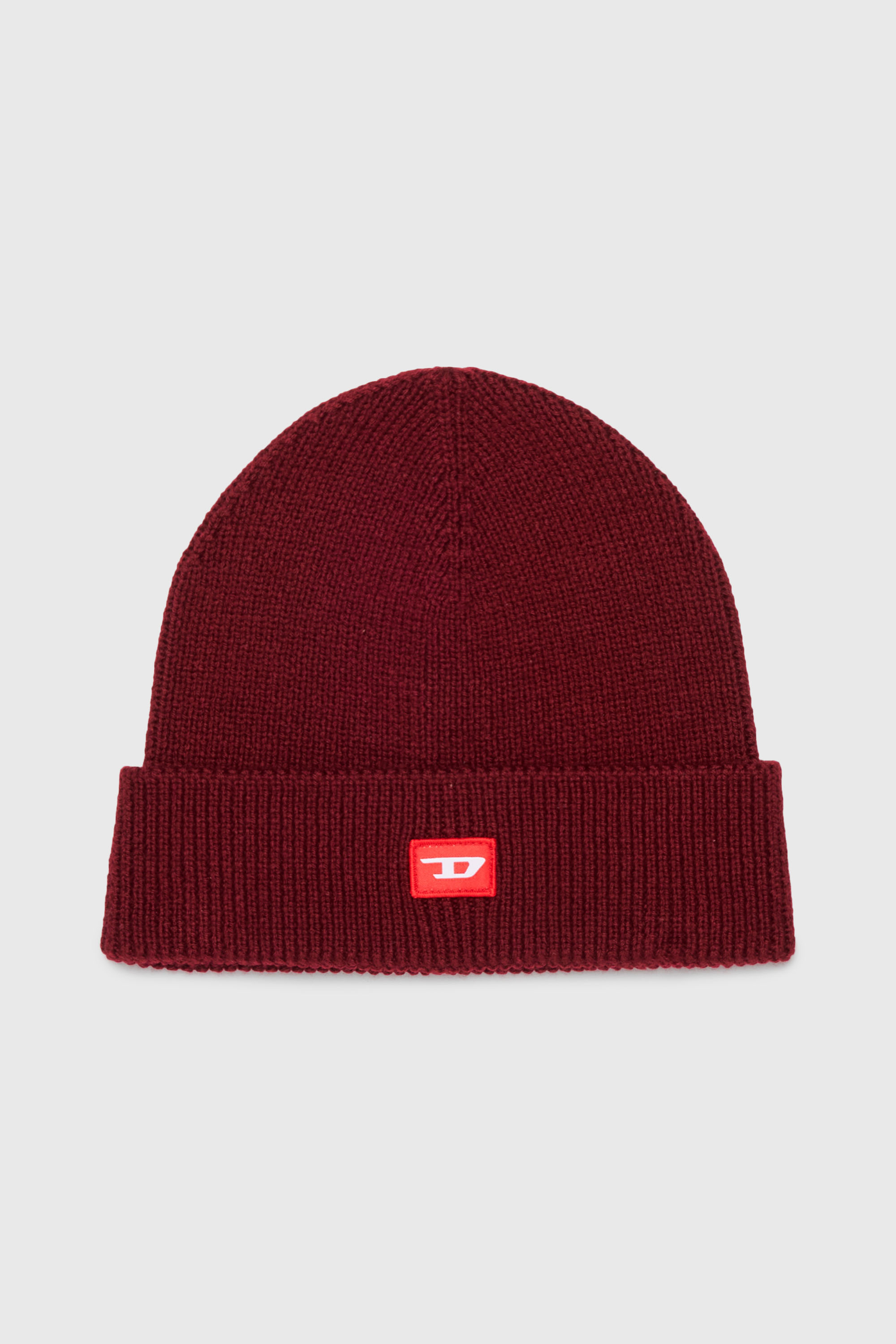 Diesel - FLOT, Unisex Beanie aus Wollmischung mit D Logo Patch in Rot - 1