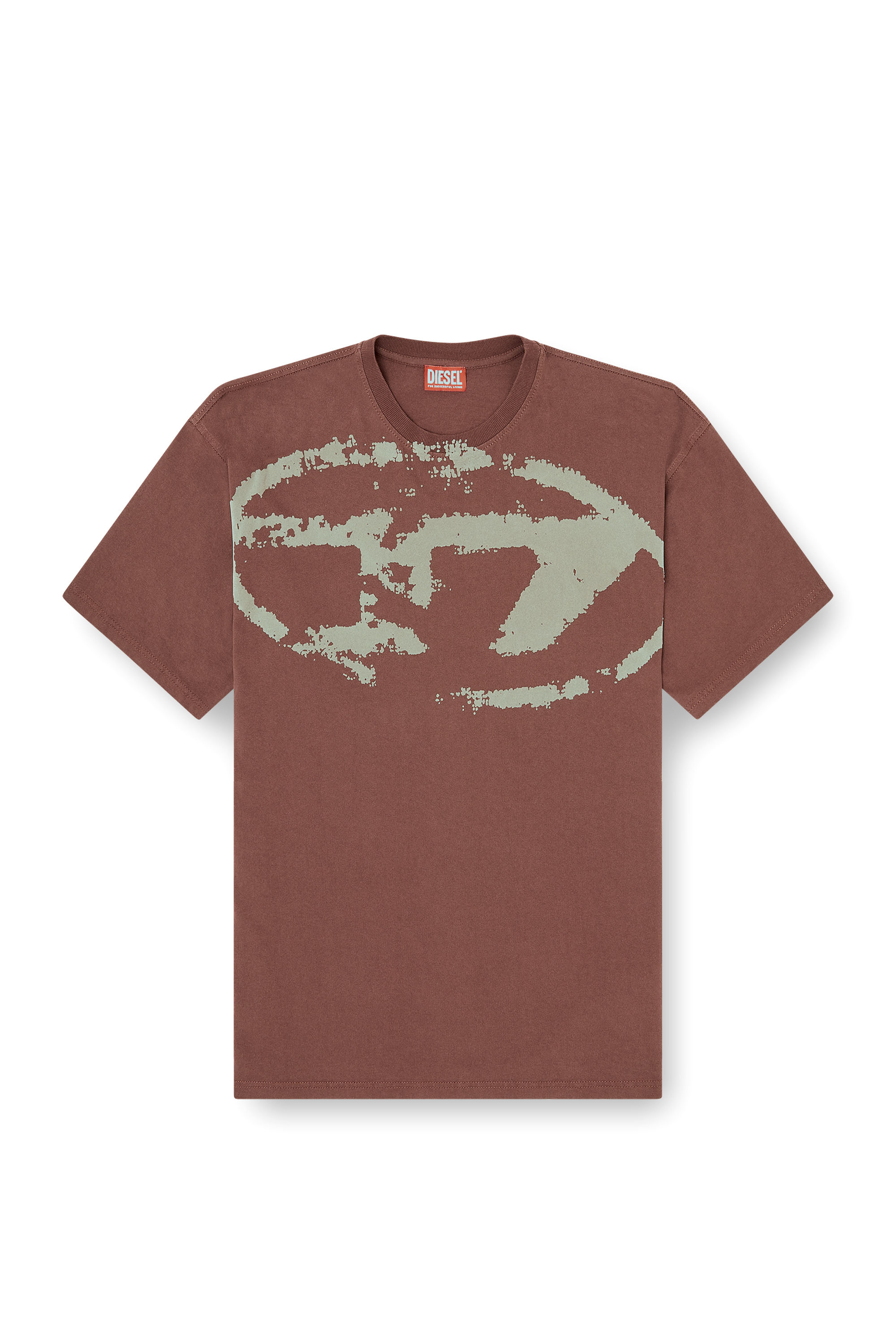 Diesel - T-BOXT-N14, Herren T-Shirt mit beflocktem Distressed-Logo in Braun - 3