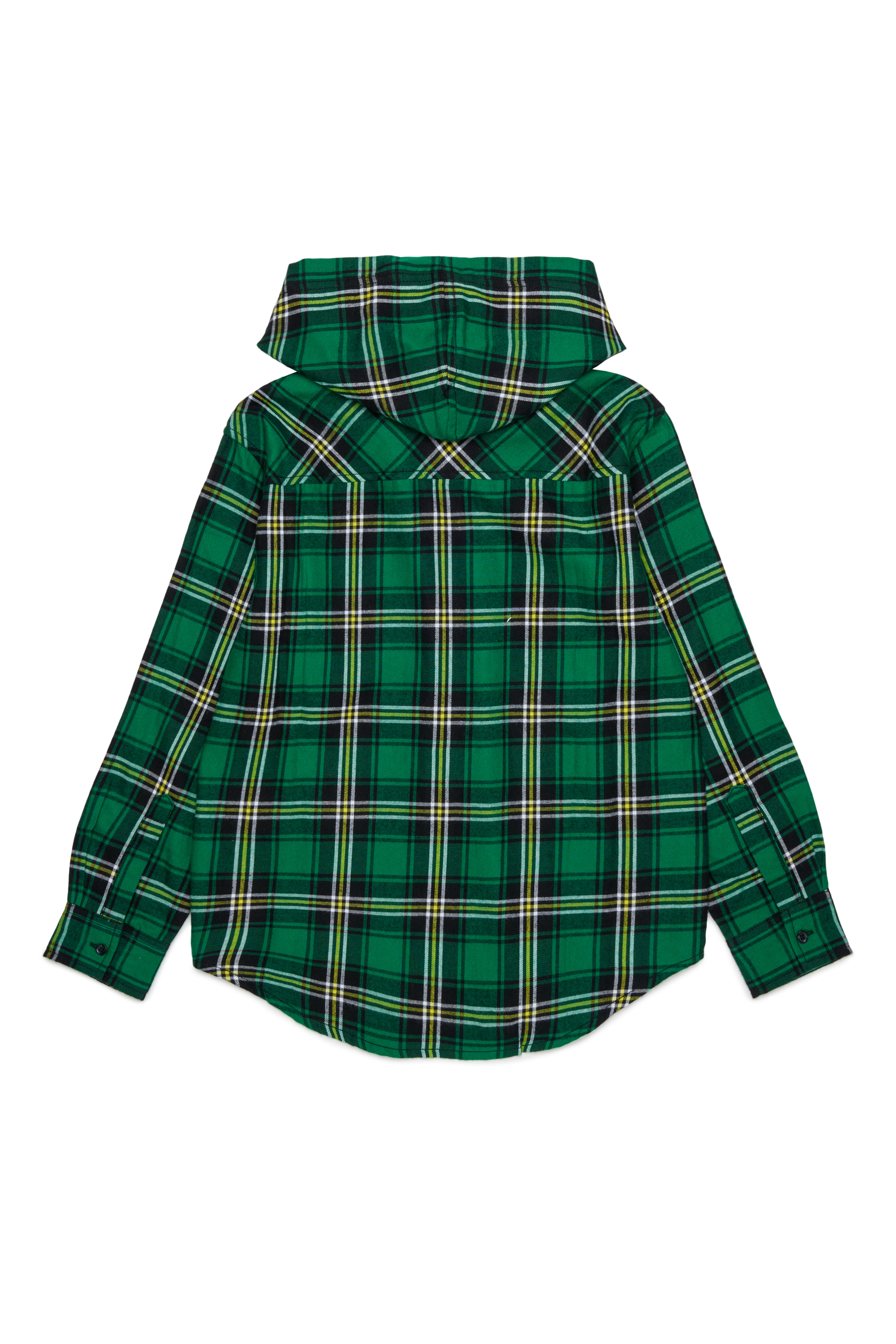Diesel - CHECK OVER, Herren Hooded check shirt mit Oval D Stickerei in Gr&uuml;n - 2
