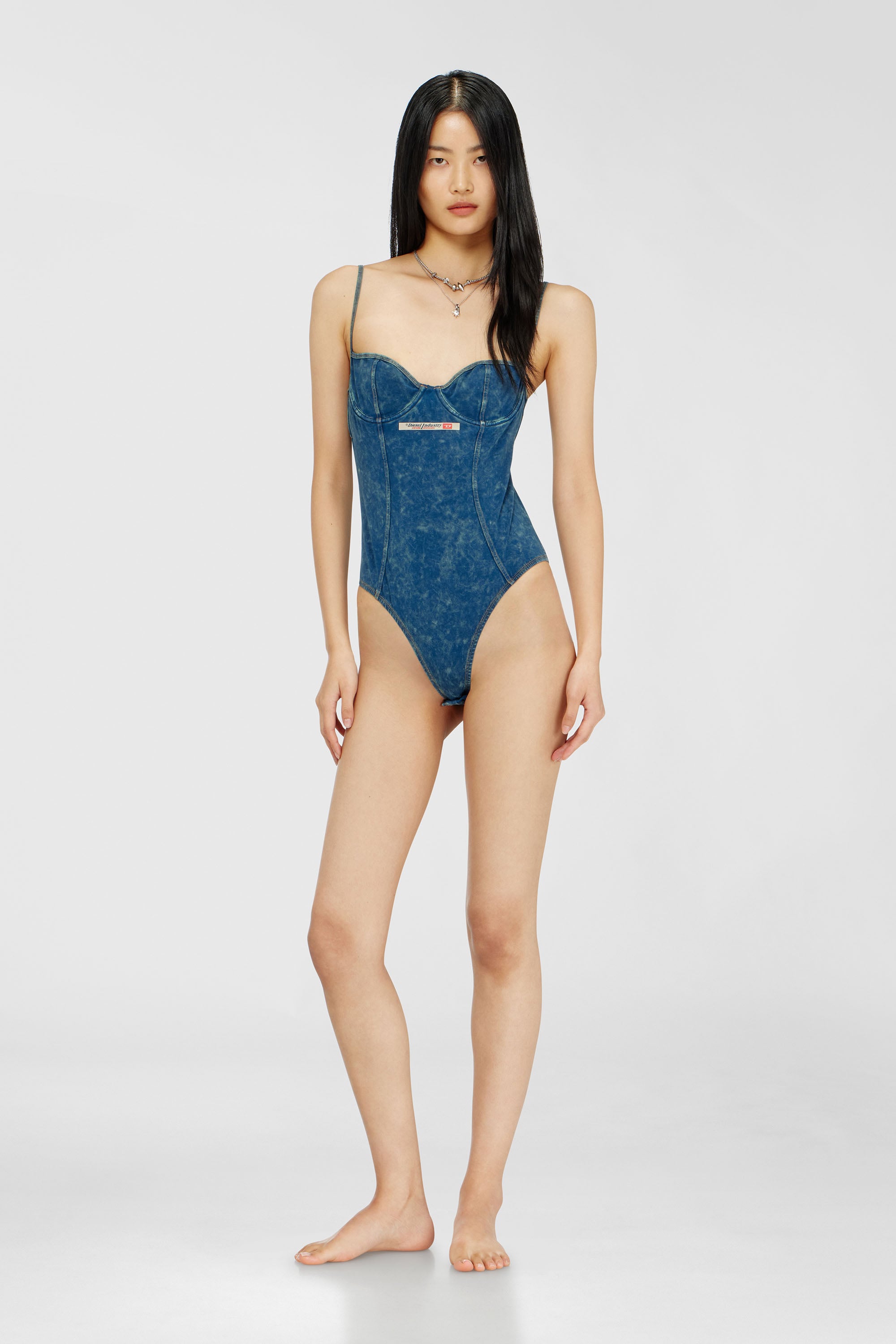 Diesel - TILDA-DNM, Damen Body mit denim-effekt und cut-out am R&uuml;cken in Blau - 2