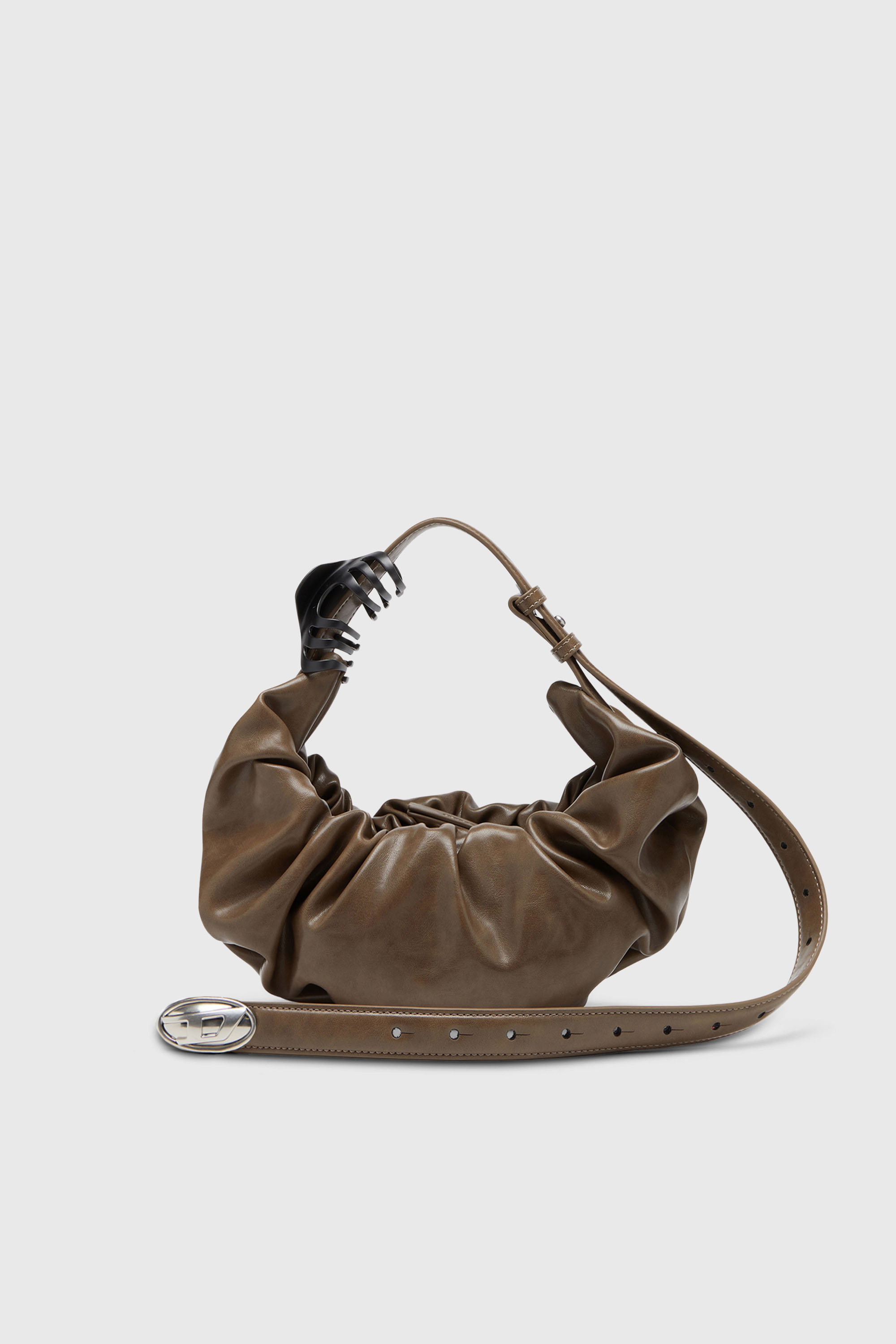 Diesel - GRAB-D HOBO S, Woman's Grab-D-Small scruched hobo bag in Brown - 1