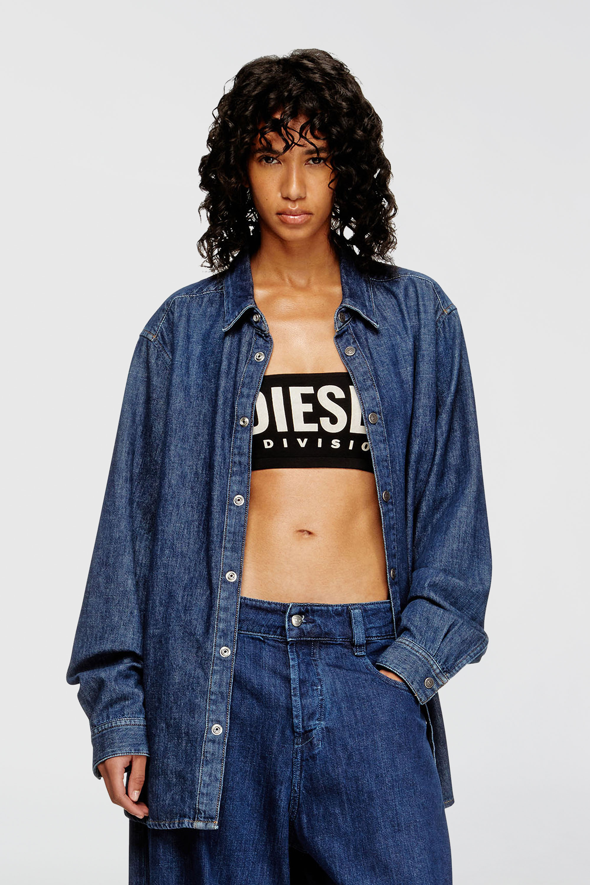 Diesel - UFSB-MELANIE, Damen Tr&auml;gerloser BH mit Maxi-Logo in Schwarz - 1