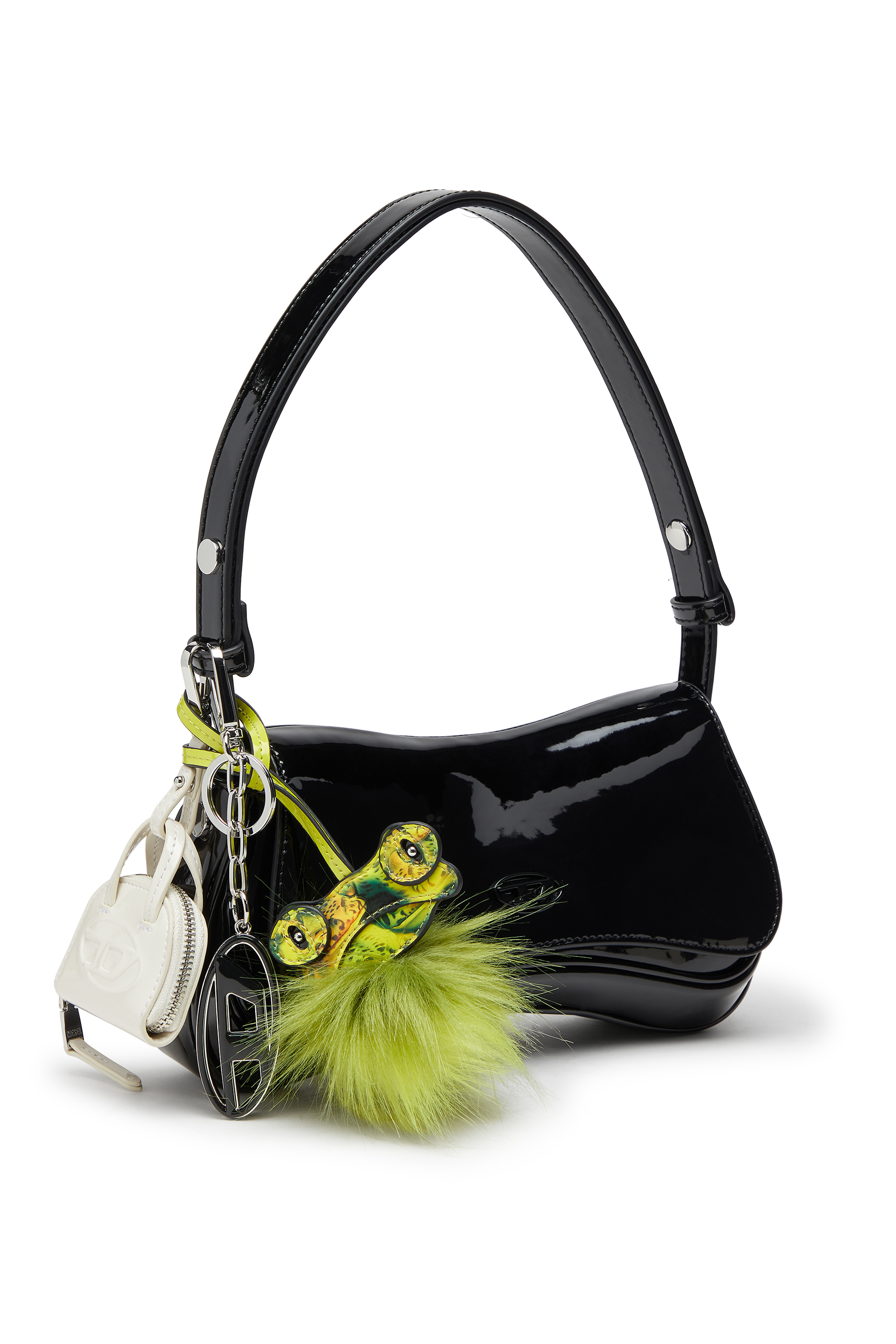 Diesel - 1DR DOME CHARMS, Damen Taschenanhänger aus glänzendem, geknittertem Naplak in Weiß - 2