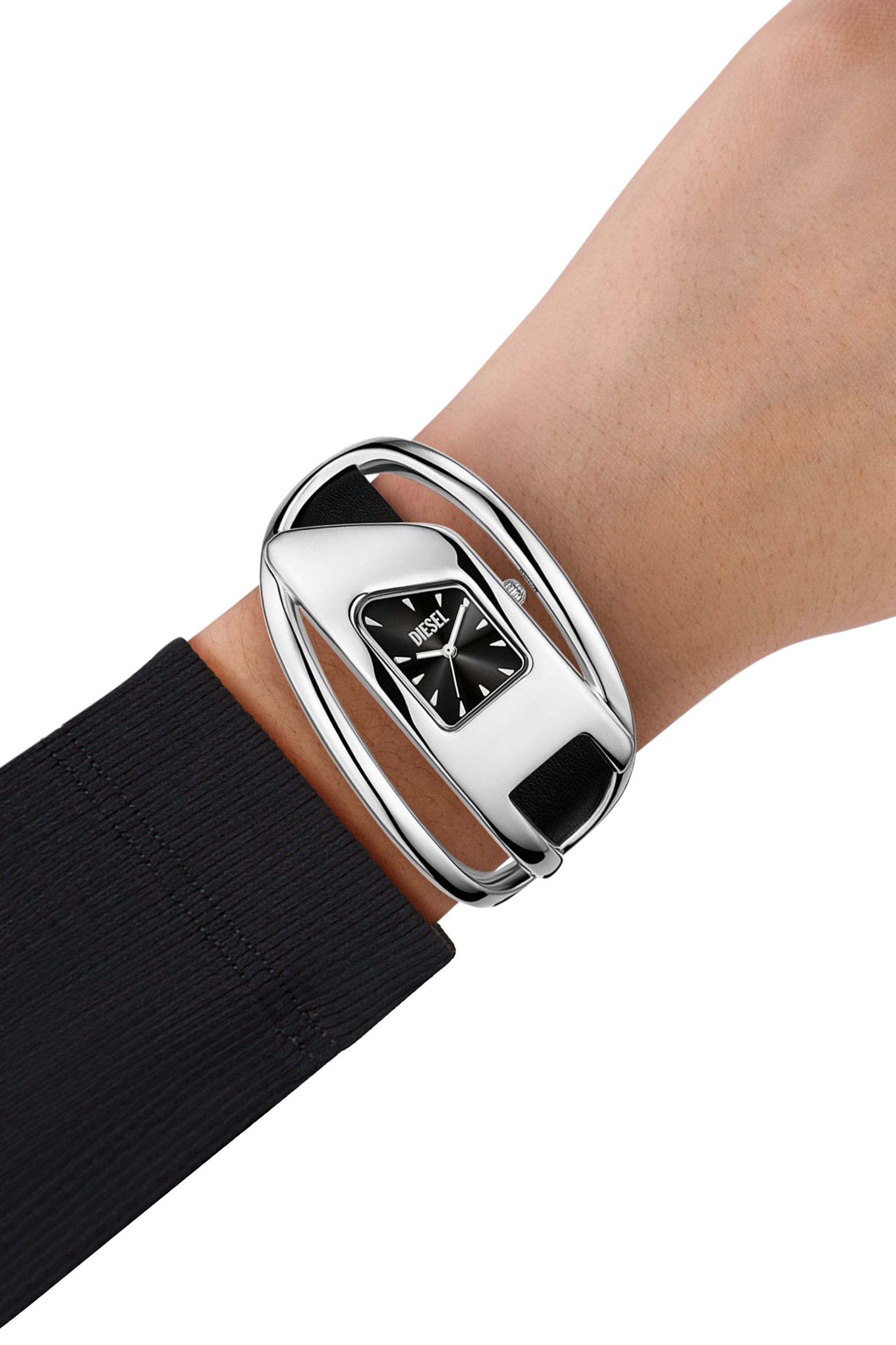 Diesel - DZ5627 WATCH, Damen Wrap-D Schwarze Lederuhr in Silber/Schwarz - 4