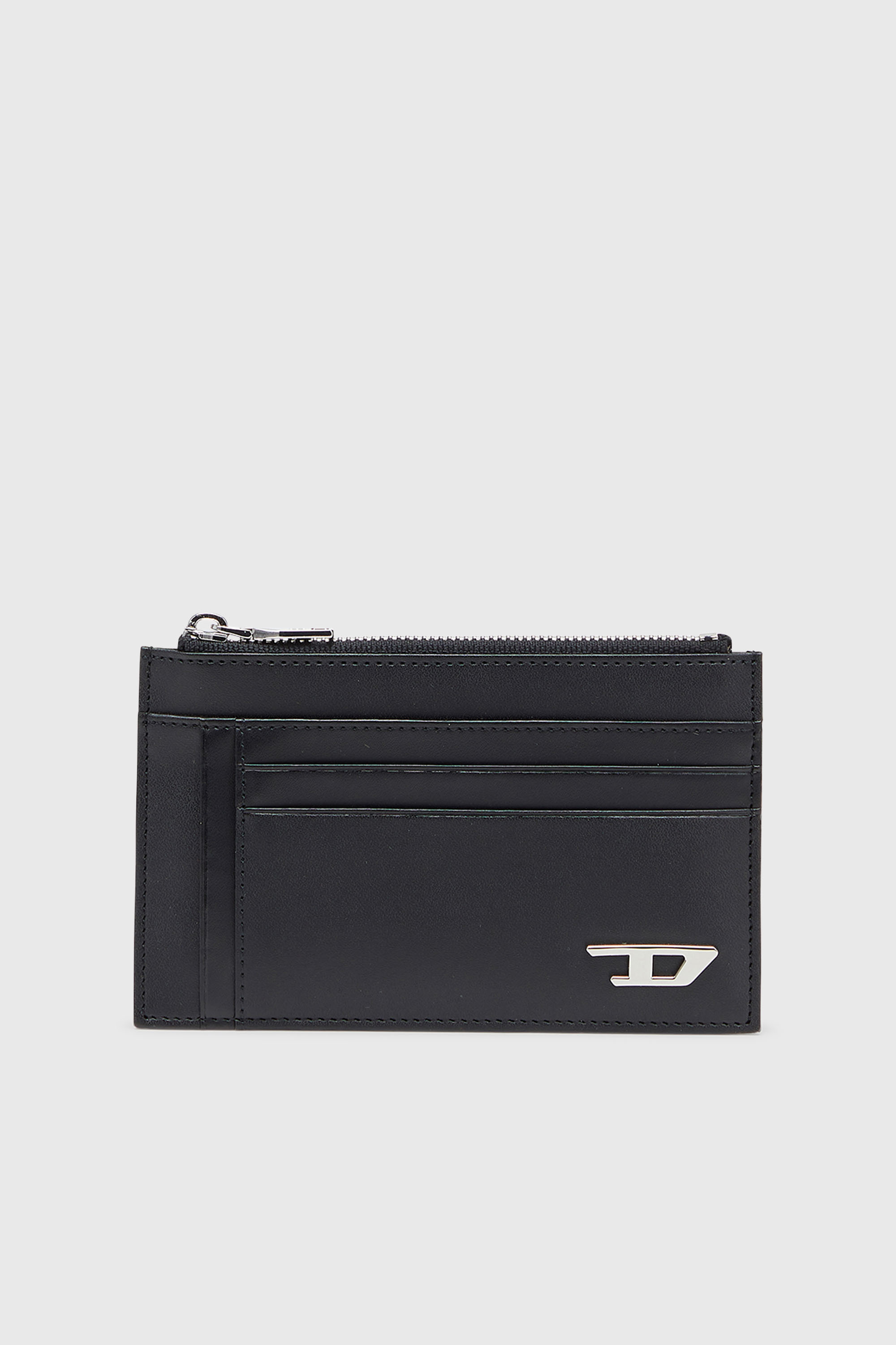 Diesel - D-LOGO 2.0 CARD CASE VI, Herren Kartenetui aus Leder mit zip-fach in Schwarz - 1