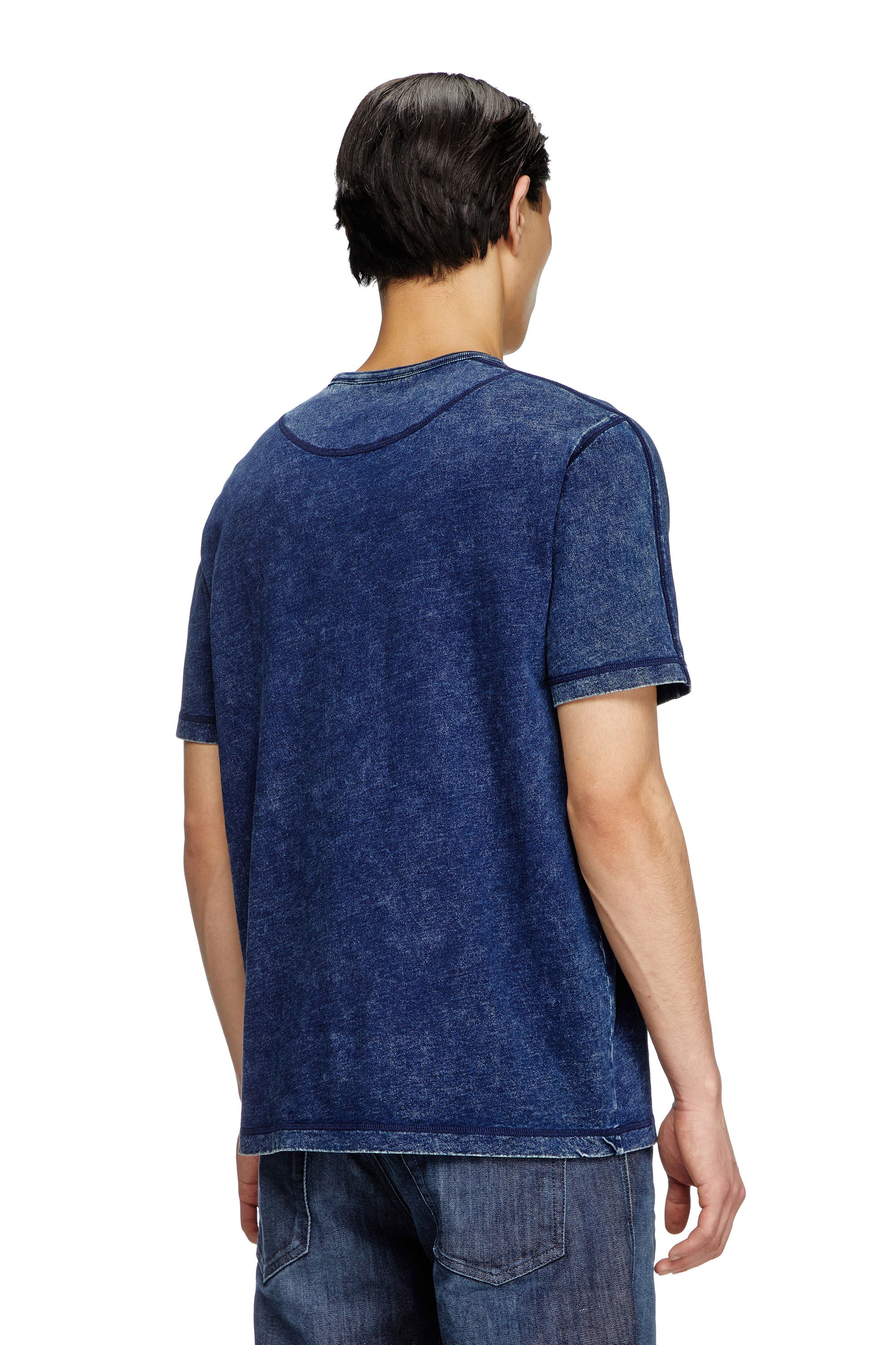 Diesel - T-ADJIND, Herren T-Shirt aus Jersey in Denim-Optik in Blau - 4