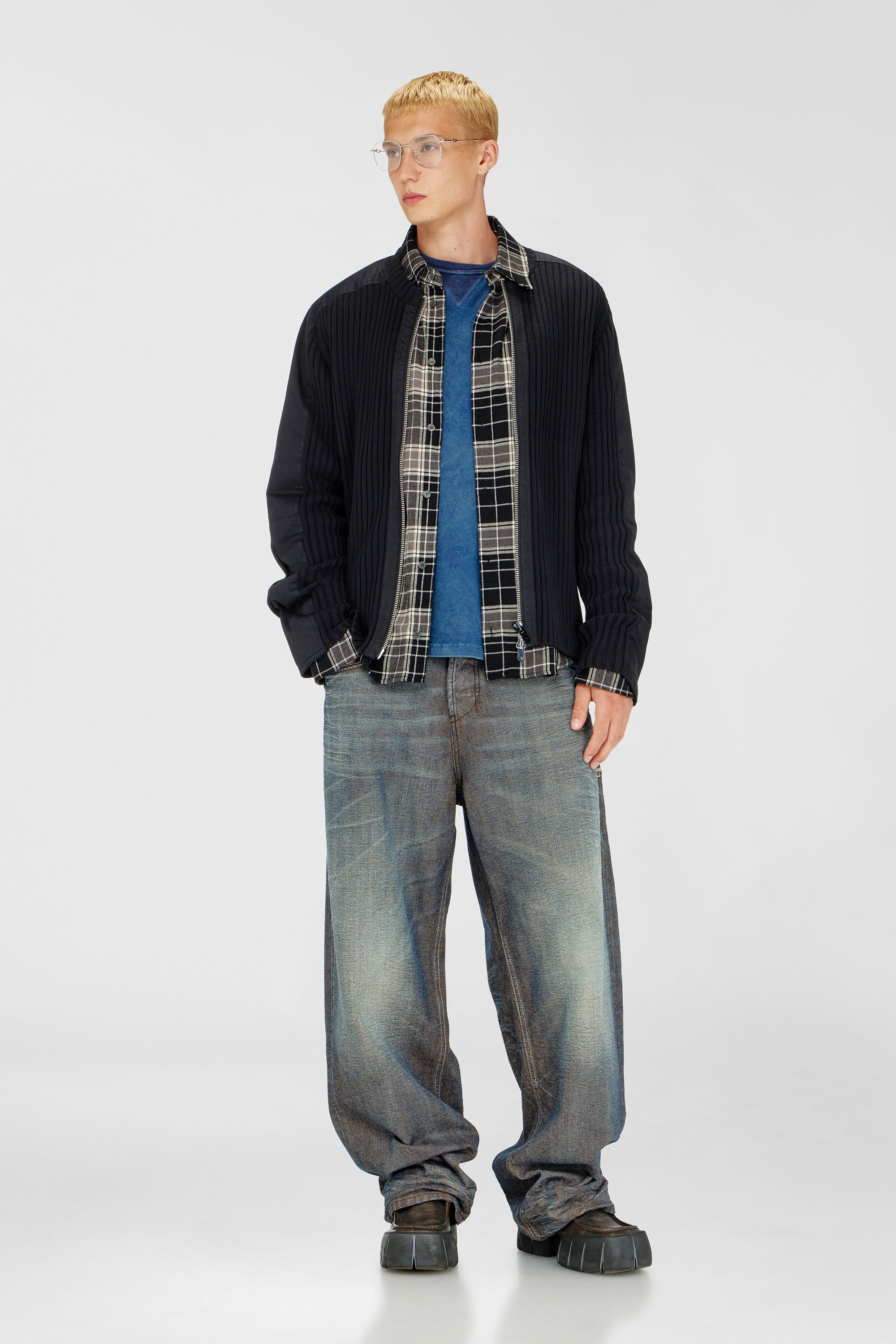 Diesel - K-MATTY, Herren Rei&szlig;verschluss-Cardigan mit Utility-Eins&auml;tzen in Schwarz - 2
