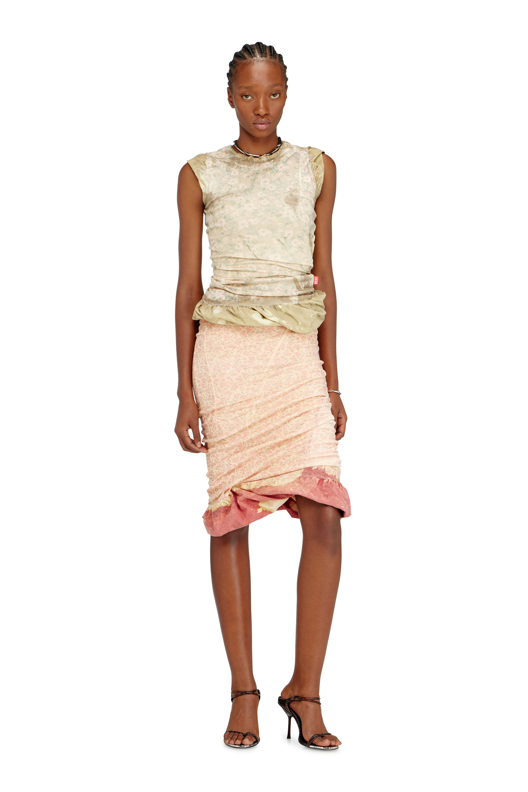 Diesel - T-ORY, Damen Lagen-Top mit Bleached-Effekt in Armeegr&uuml;n - 1