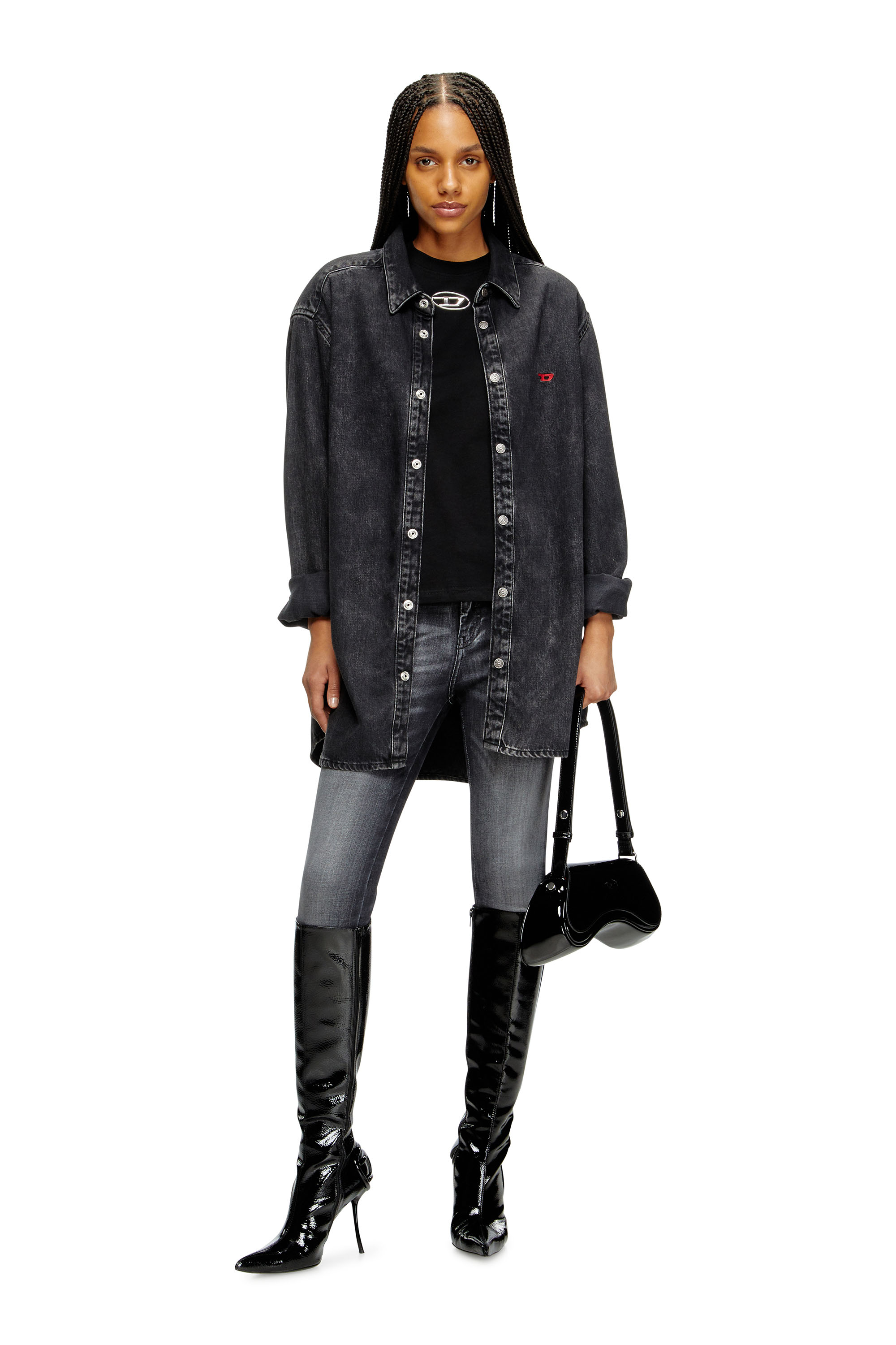 Diesel - T-REGS-OD-Q1, Damen T-Shirt in regul&auml;rem Fit mit-Oval D in Schwarz - 1