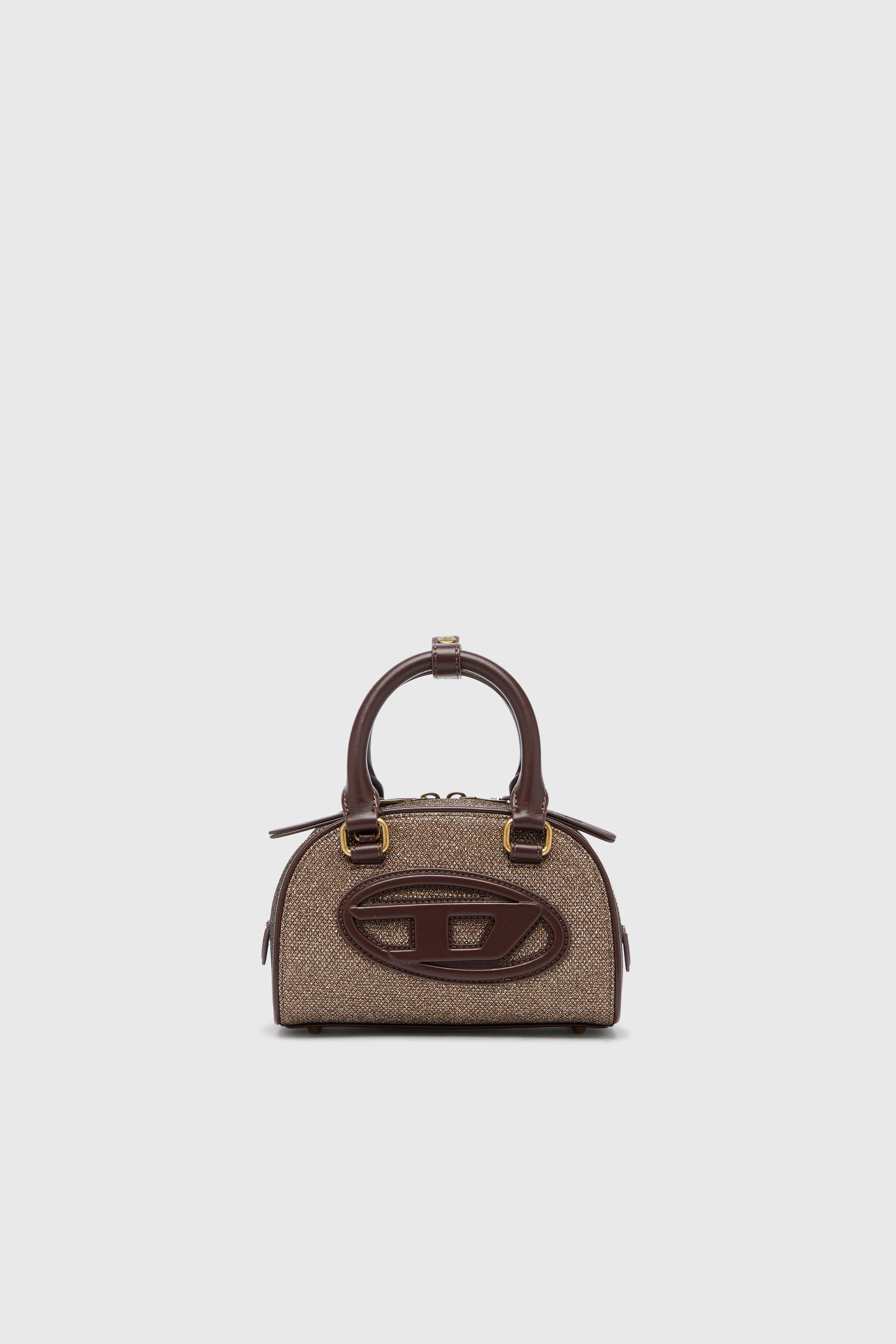 Diesel - 1DR DOME CROSSBODY, Damen 1DR Dome - Kleine Bowlingtasche aus Lurexstoff in Braun - 1