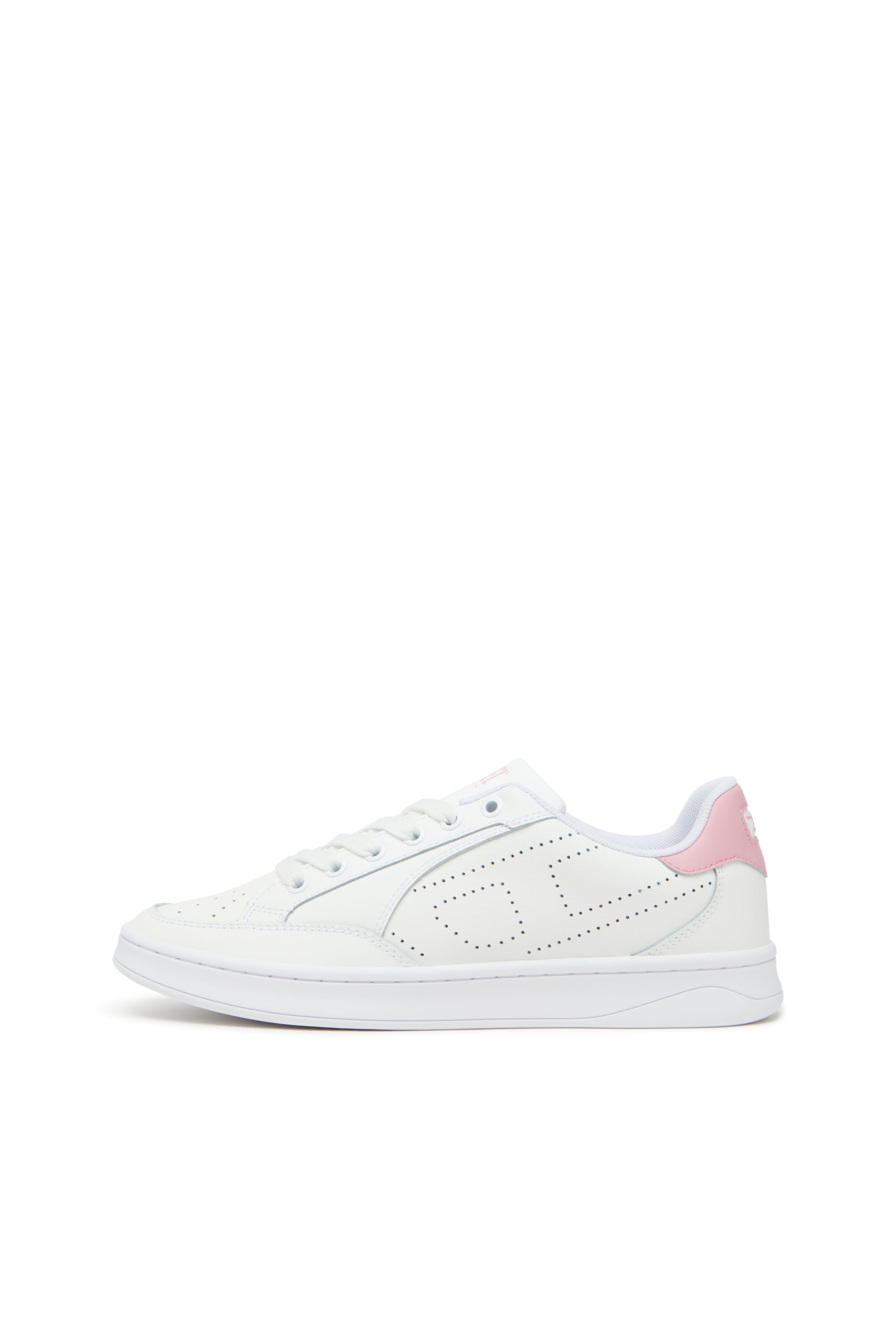 Diesel - S-DAKOTA LOW W, Damen Sneakers aus Leder mit perforiertem Logo in Weiss/Rosa - 7