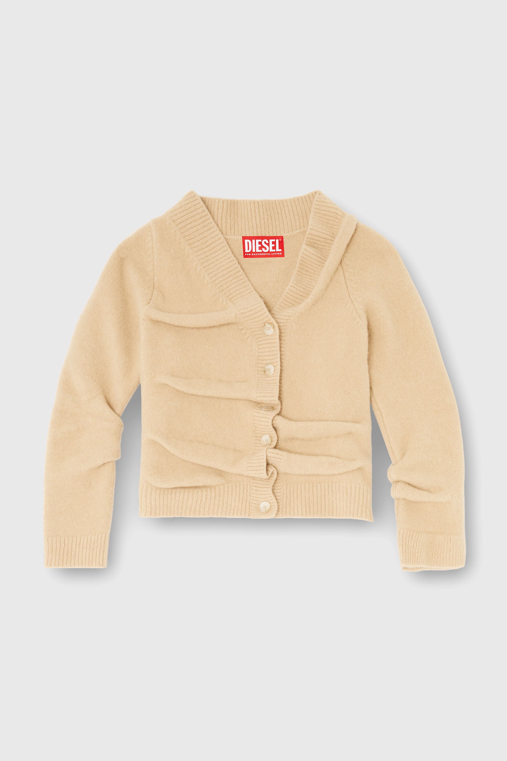 Diesel - M-AVA, Damen Kurz geschnittener Cardigan aus gekochtem, geknittertem Strick in Beige - 2