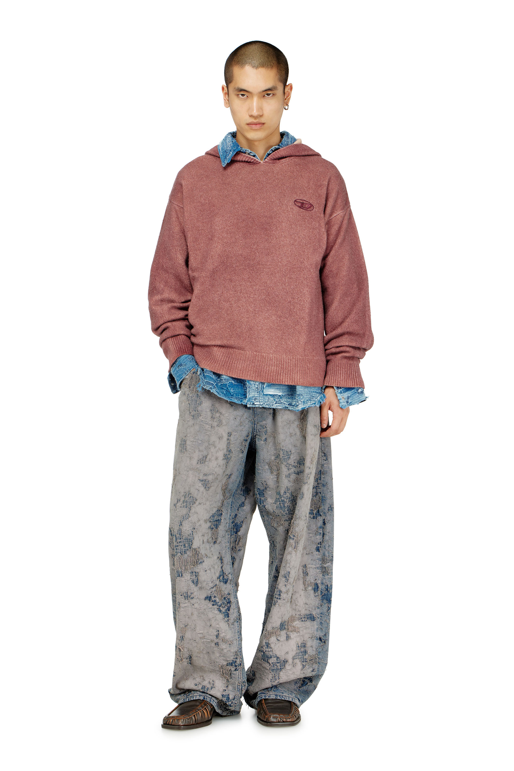 Diesel - K-PICKLED, Herren Doppelt gef&auml;rbtes Hoodie aus Wollmischstrick in null - 2