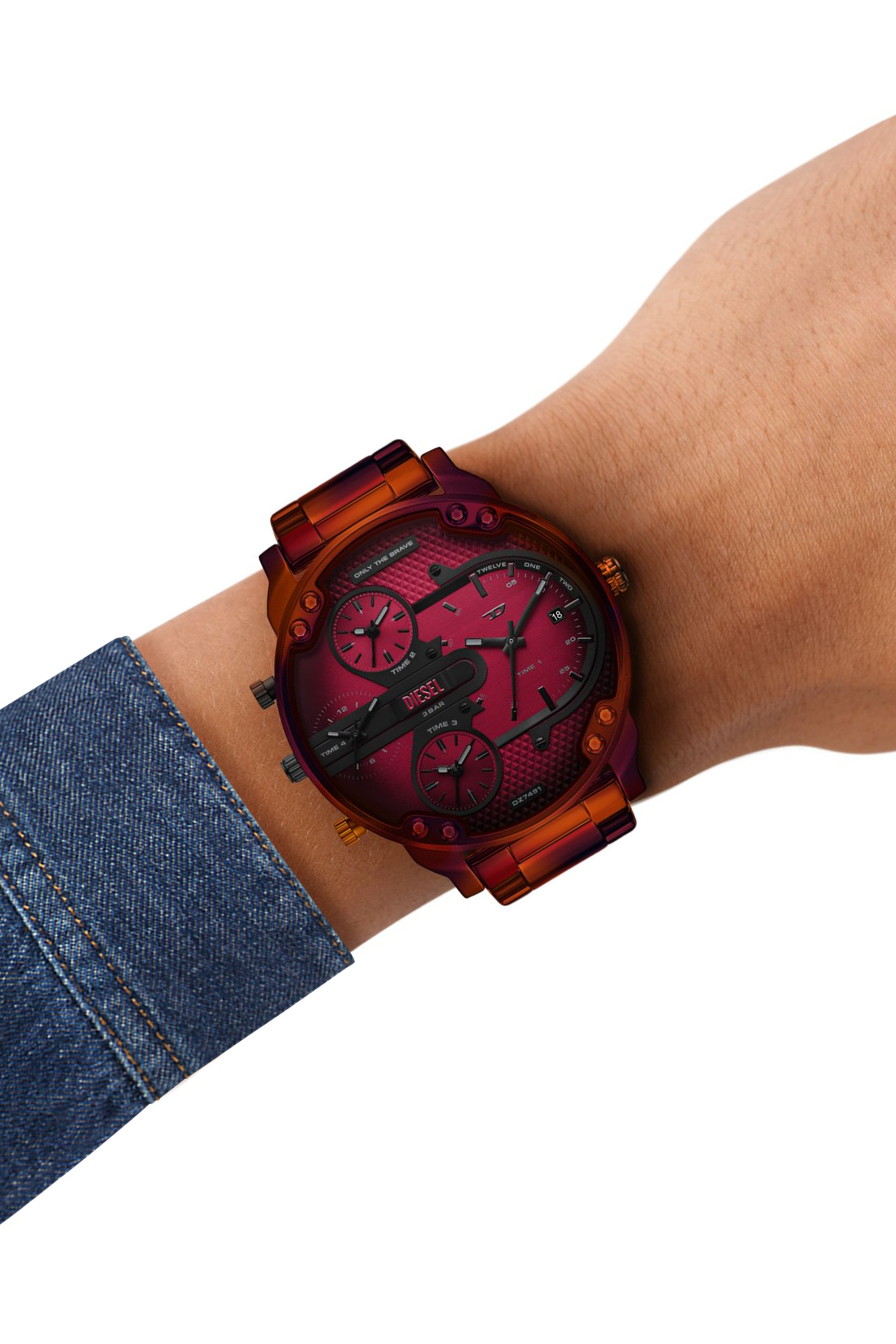 Diesel - DZ7491 WATCH, Man's Mr. Daddy Slim red stainless steel watch in Red - 4