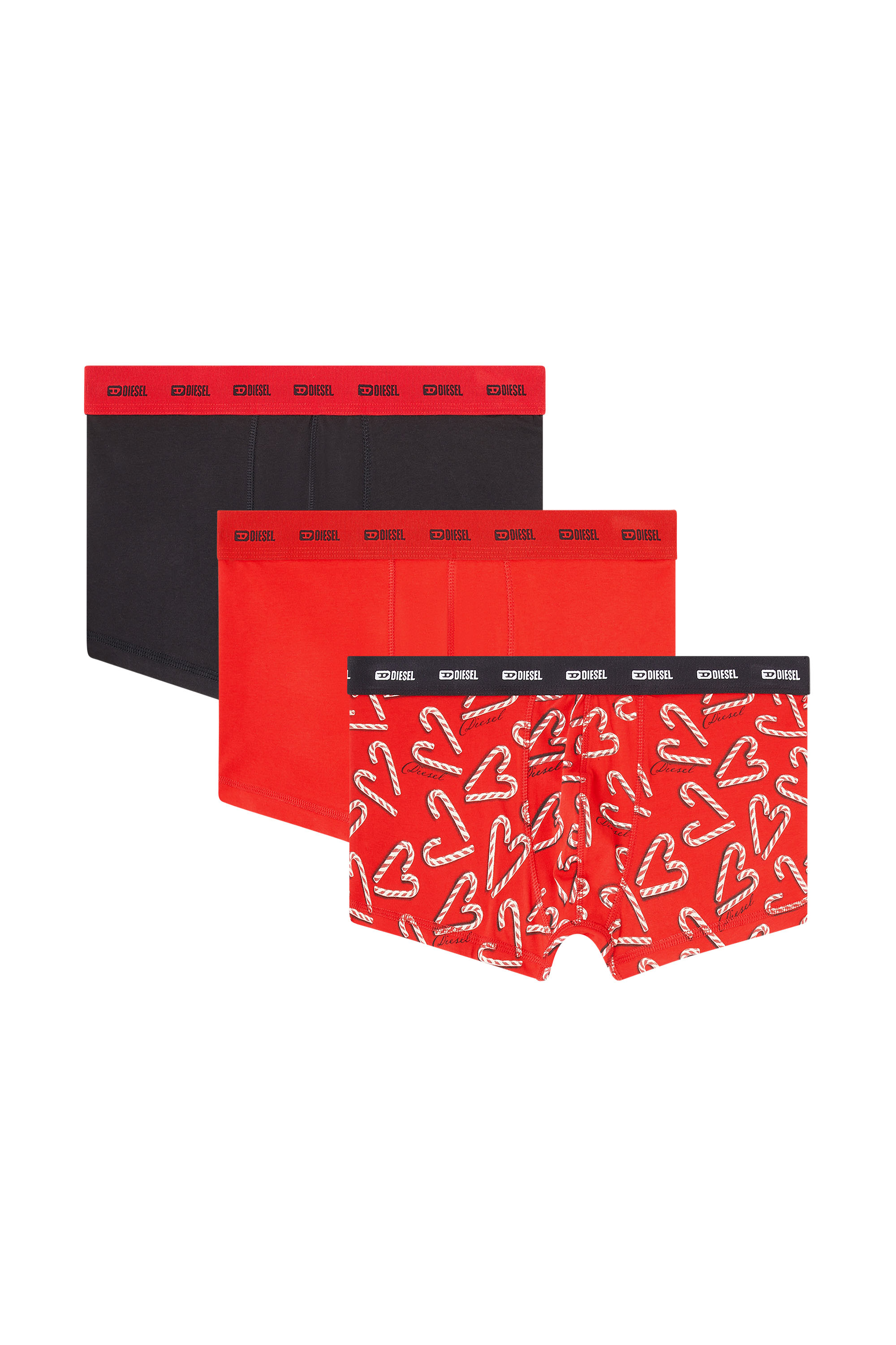 Diesel - DAMIEN-GFT-UTLT-3PACK, Herren Set aus drei Boxershorts aus Stretch-Baumwolle in Rot/Schwarz - 1