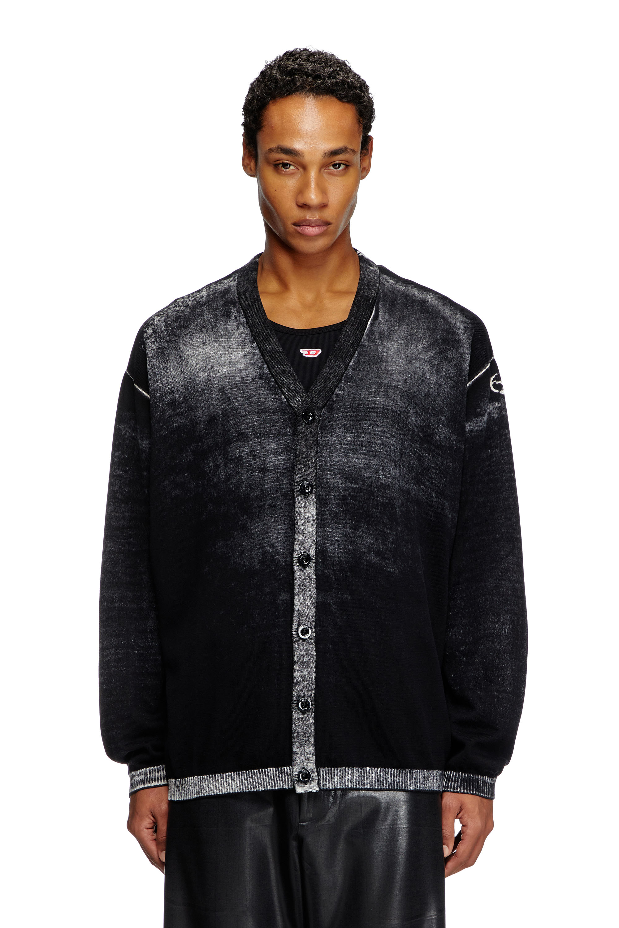 Diesel - K-LARENCE-CARDIGAN-B, Herren Cardigan aus Baumwolle mit Innen-Print in Schwarz - 1