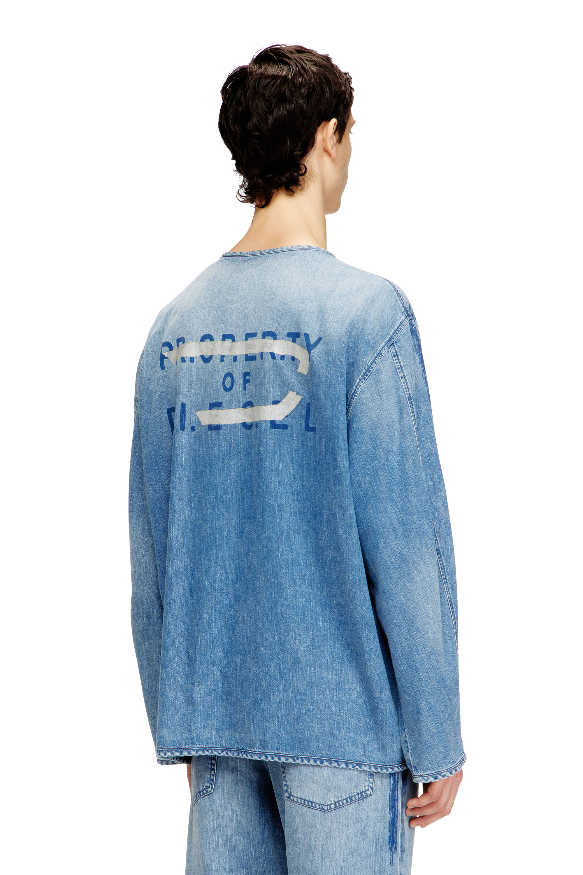 Diesel - D-CADI-S, Herren V-Ausschnitt-Hemd aus flie&szlig;endem Denim mit Streifen in null - 4