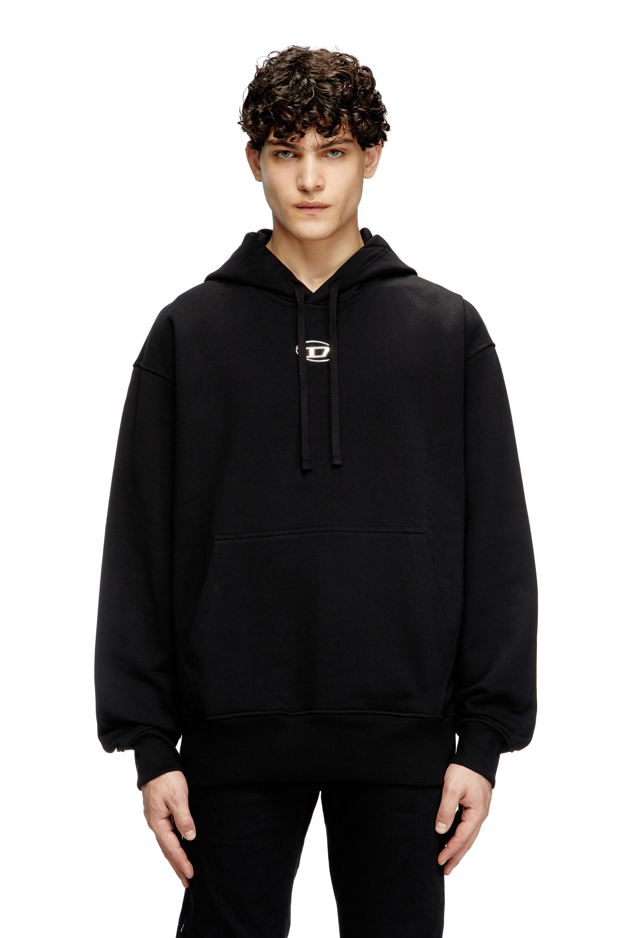 Diesel - S-MACS-HOOD-OD, Herren Hoodie in Übergröße mit Metallic-Logo in Schwarz - 3