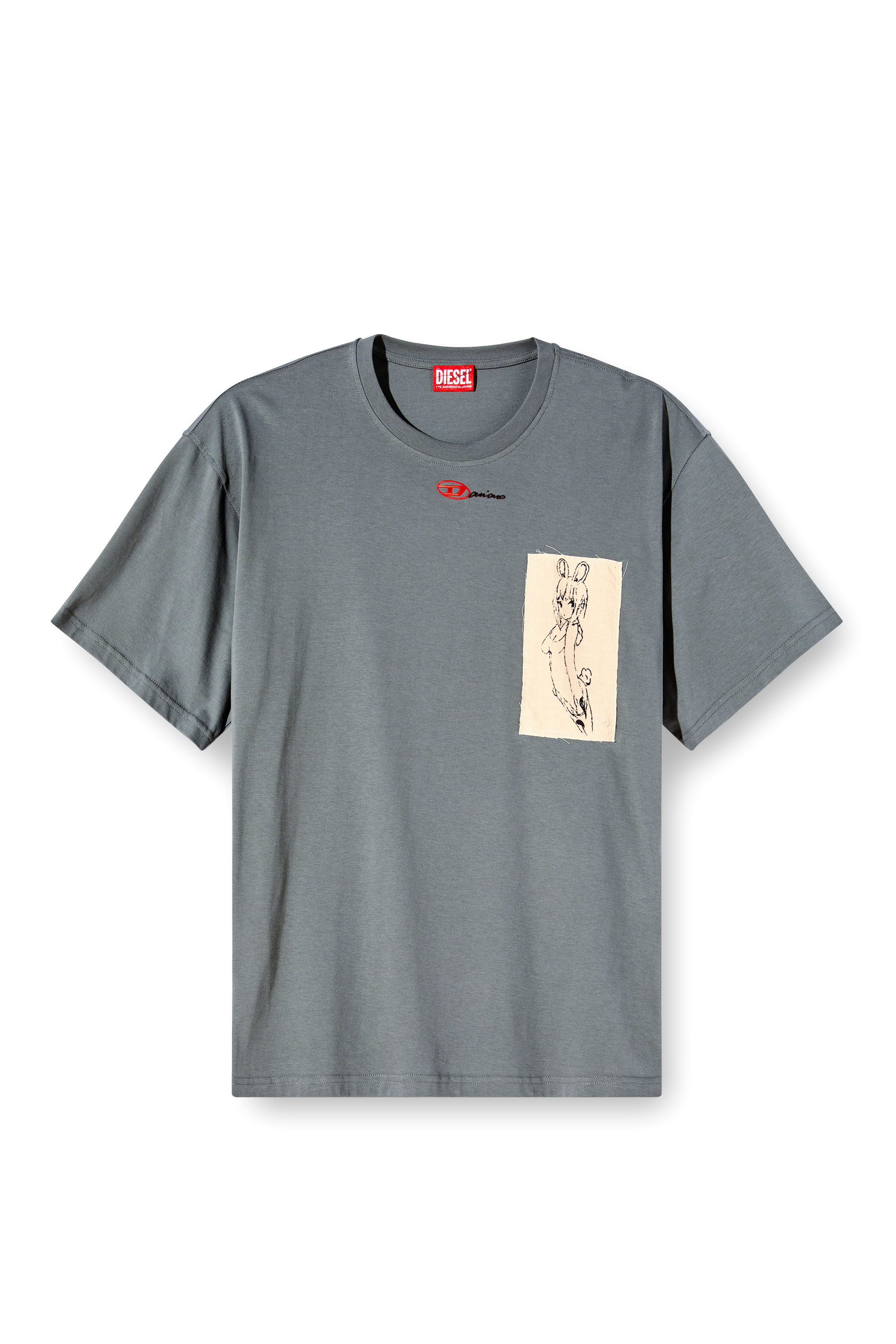 Diesel - T-BOXT-1P-DD, Unisex T-Shirt mit Tattoo-Patches in Grau - 6