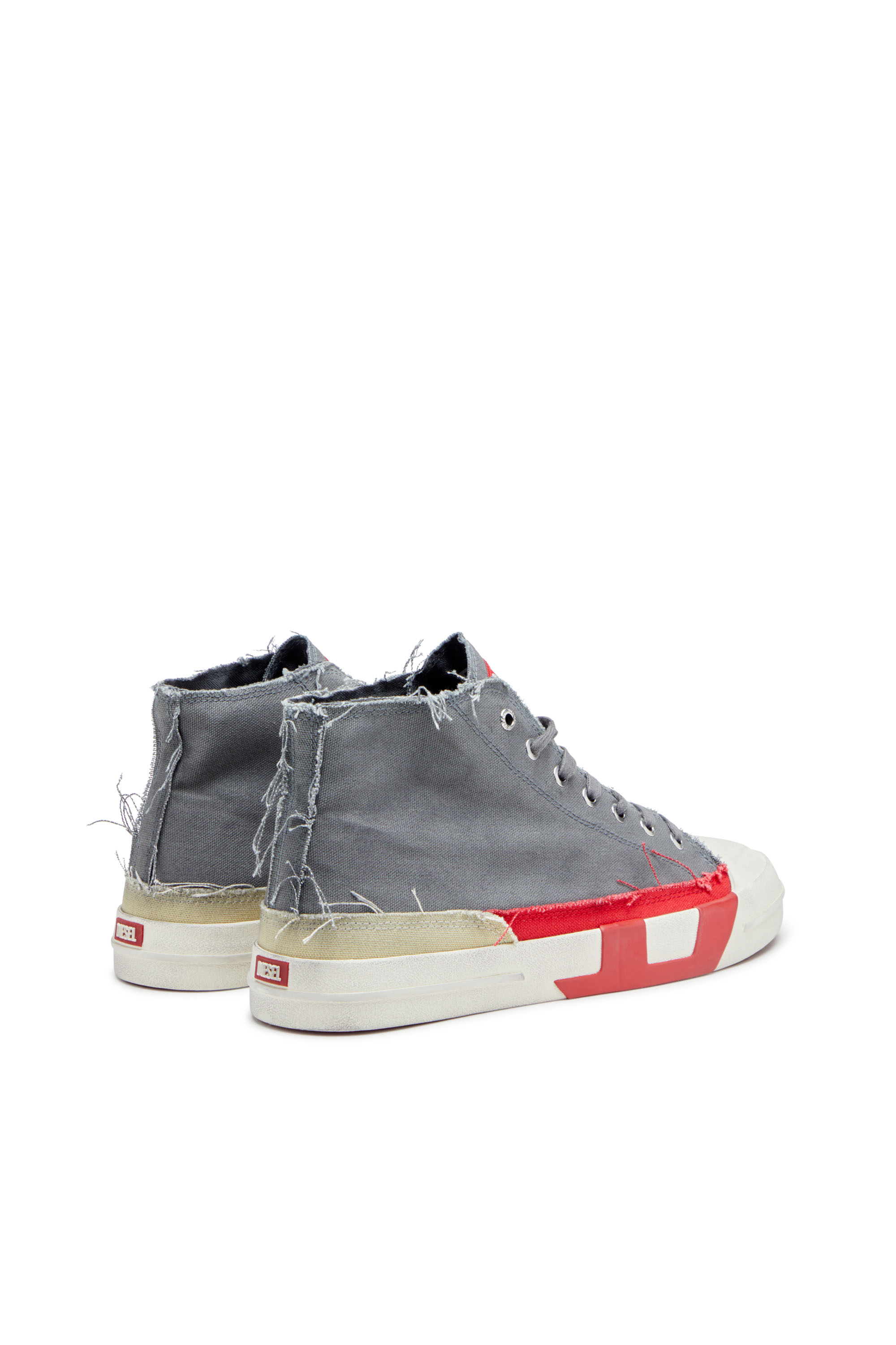 Diesel - S-D-VERSE MID, Herren S-D-Verse-High Top-Sneakers aus Canvas mit Schmutz-Effekt in Grau/Rot - 4