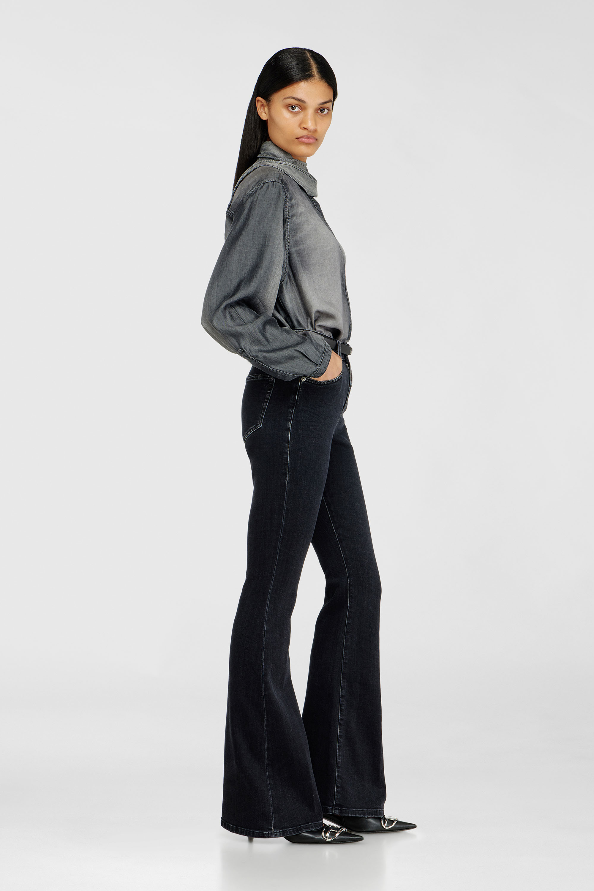 Diesel - Damen Bootcut Jeans 1973 D-Partt 09P75, Schwarz/Dunkelgrau - 1