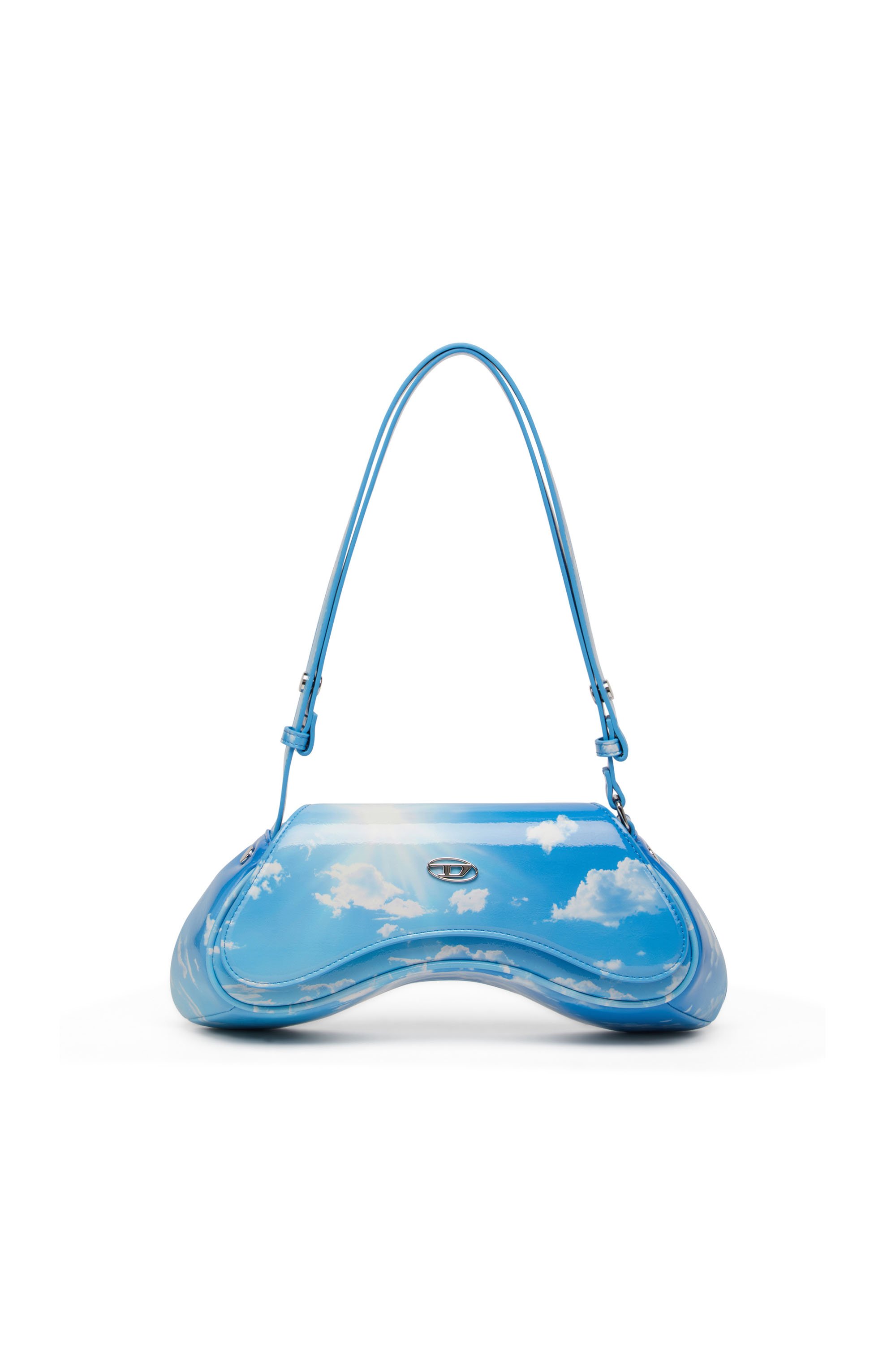 Diesel - PLAY CROSSBODY, Damen Schultertasche mit glänzendem PU-Print in Hellblau - 1