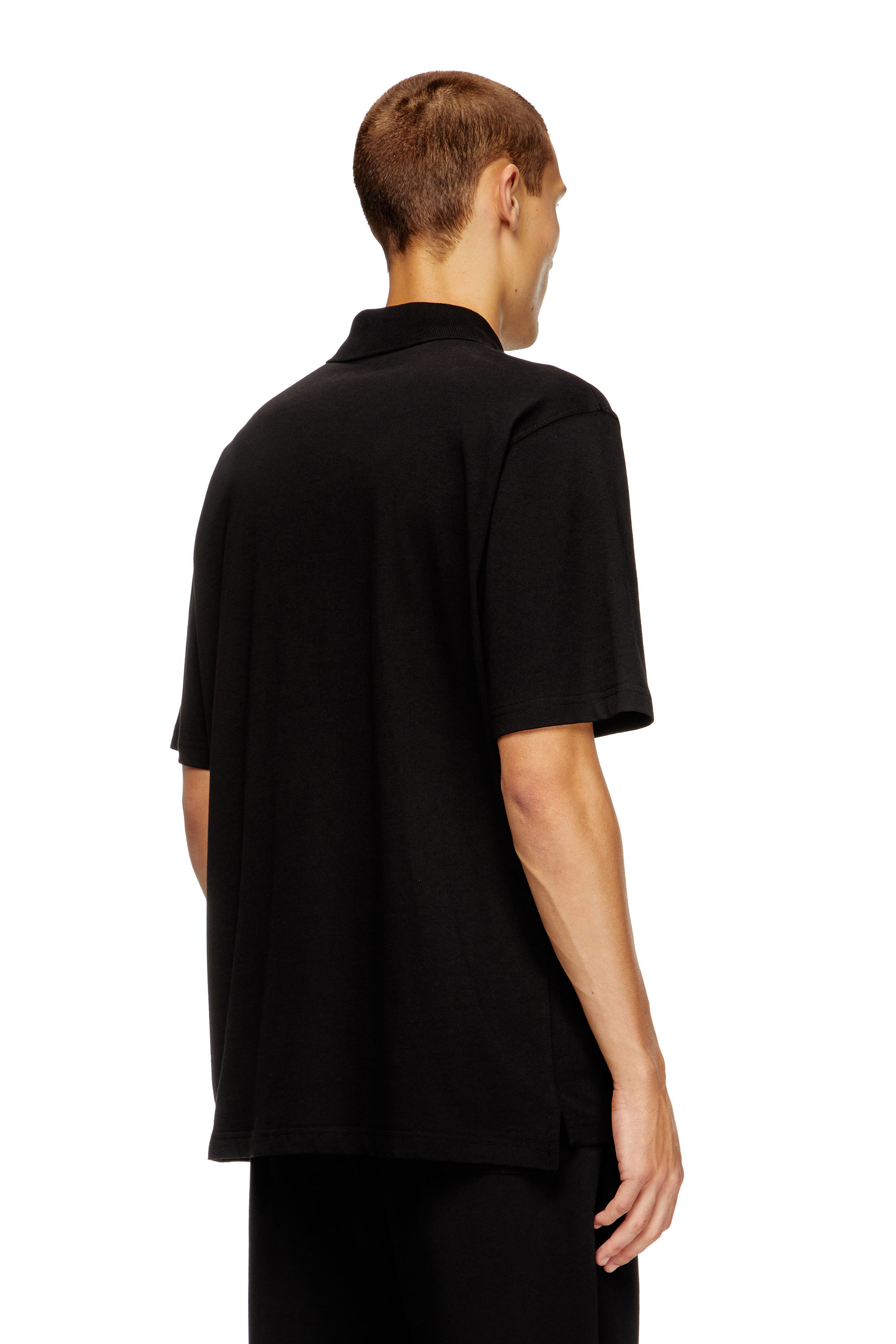 Diesel - T-VOR-OD, Herren Front-Reißverschluss-Poloshirt mit lasergeschnittenem Oval D in Schwarz - 4