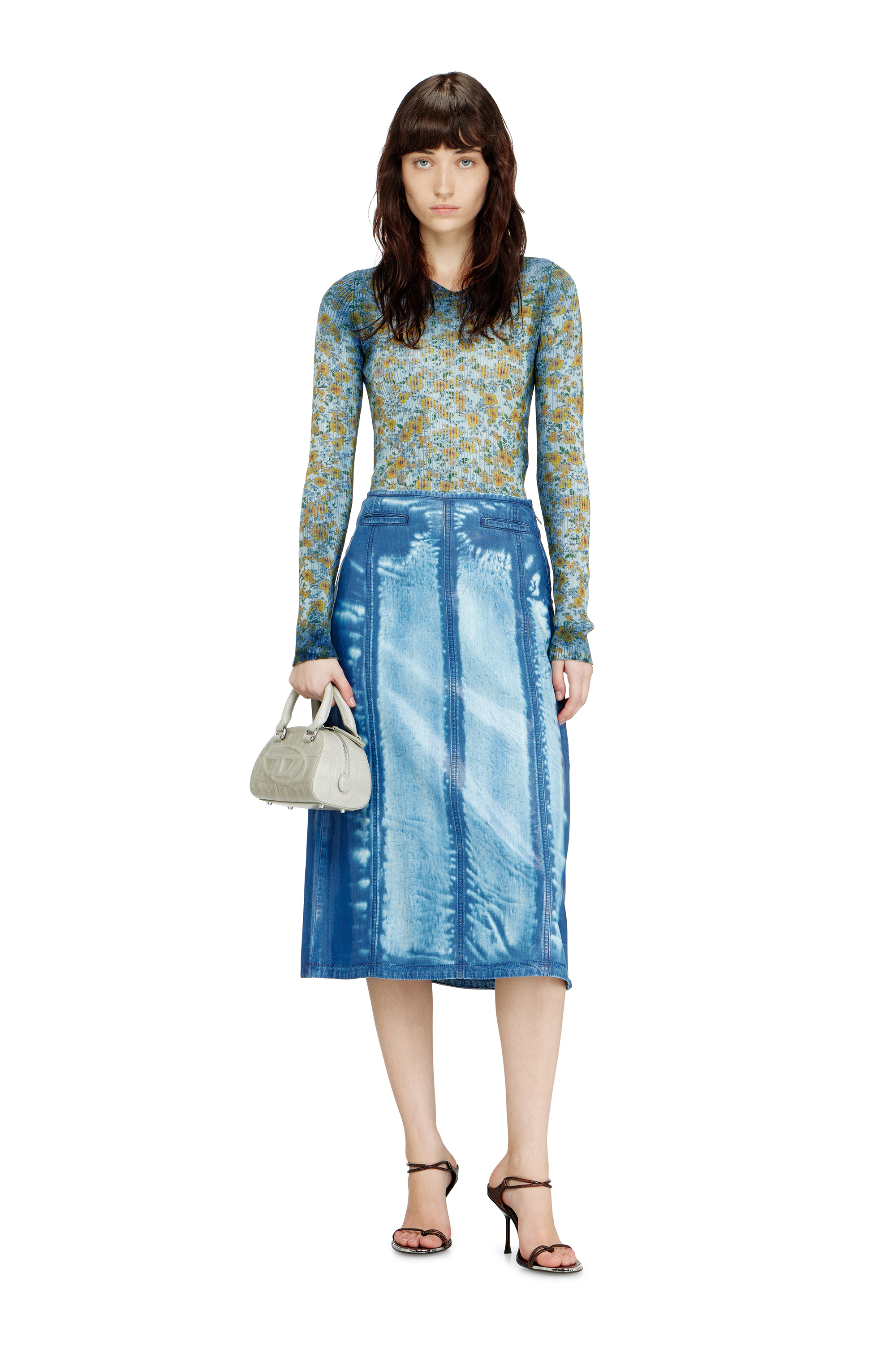 Diesel - 1DR DOME CROSSBODY, Damen 1DR Dome-Mini-Bowlingtasche aus Leder in Krokodilleder-Optik in Grau - 3