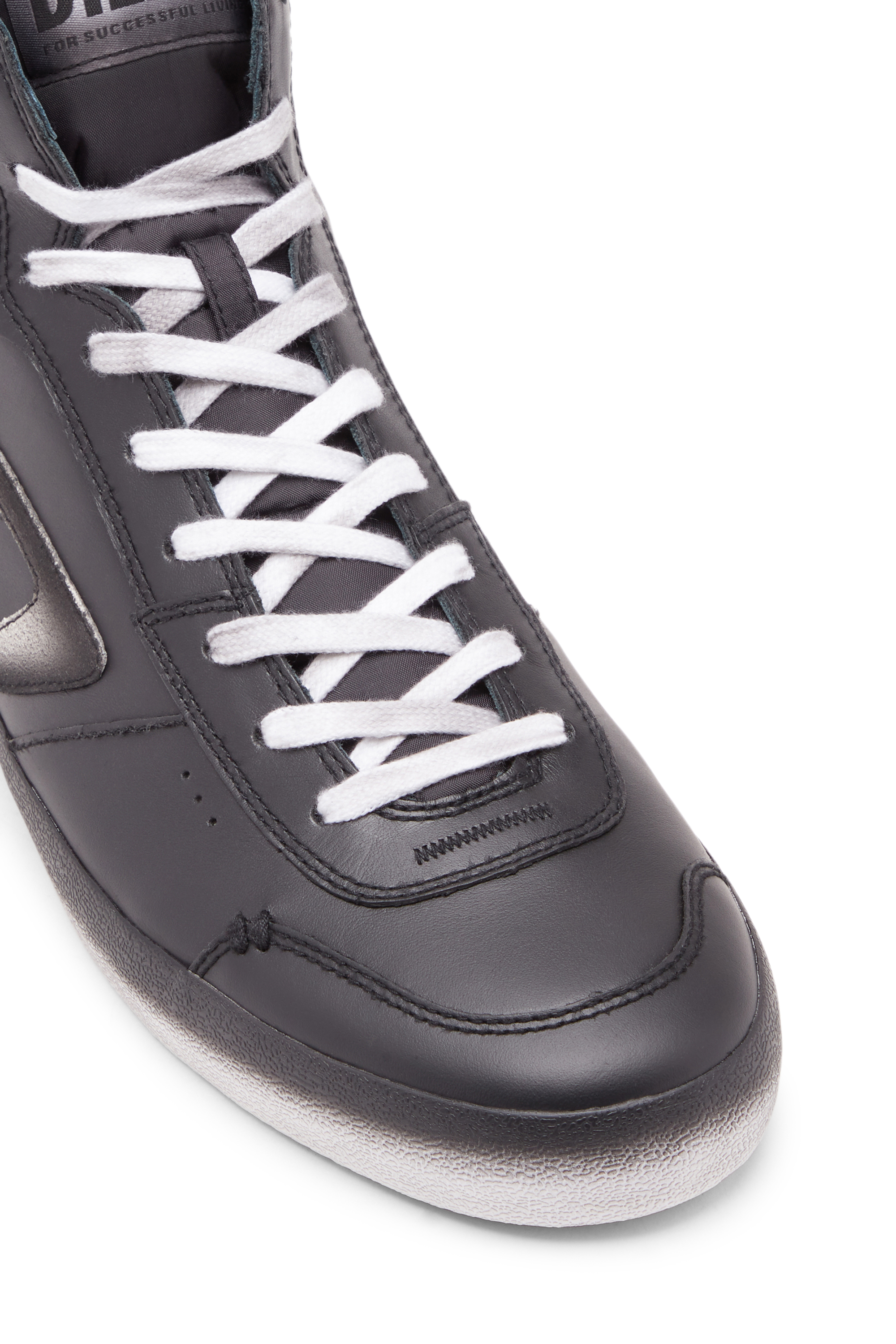 Diesel - S-LEROJI MID, Man S-Leroji Mid-Leather high-top sneakers with colour bleed in Black - Image 6