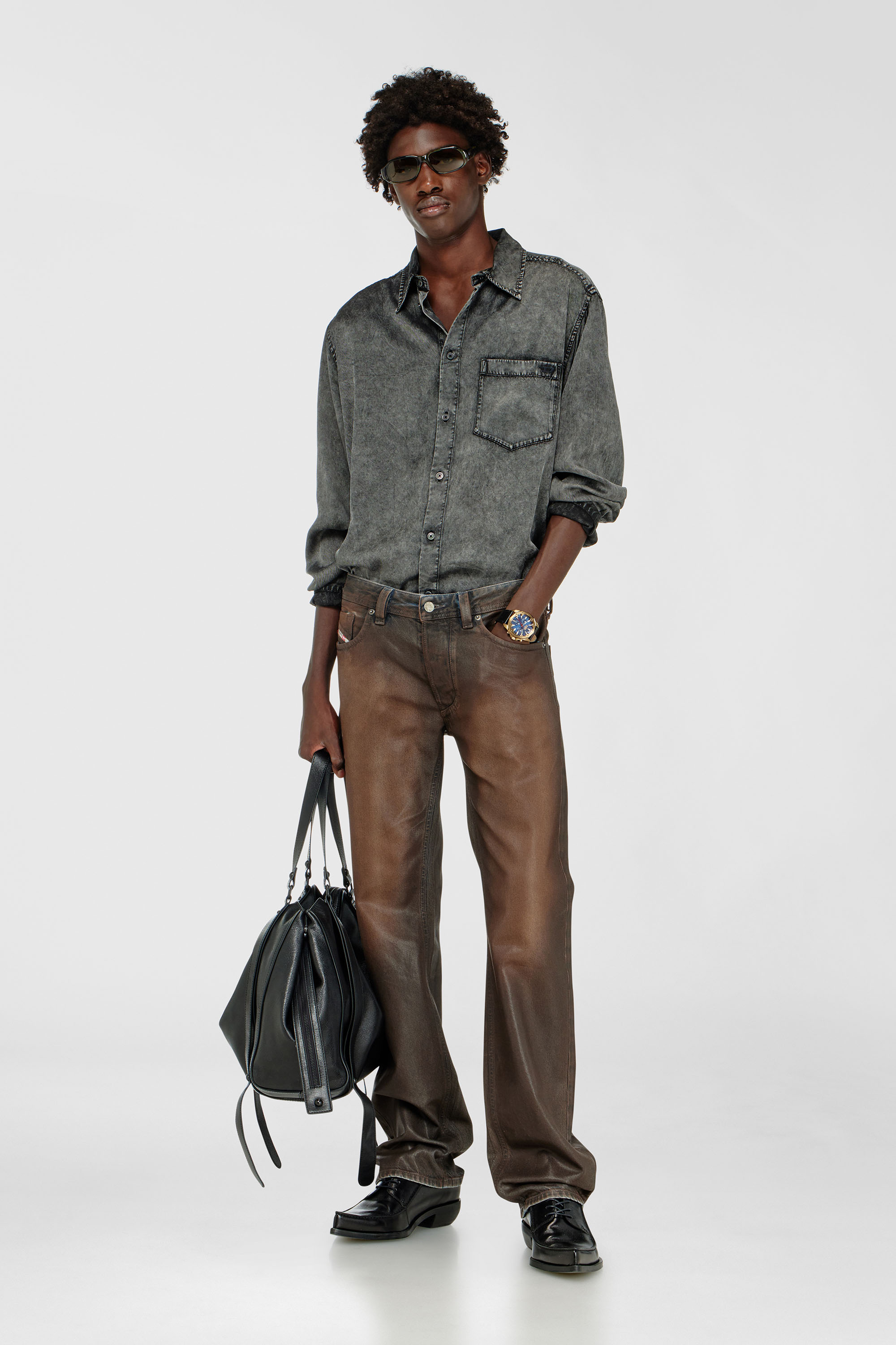 Diesel - S-SIMPLY-NIBC, Herren Flie&szlig;endes Hemd aus Viskose in Denim-Optik in null - 1