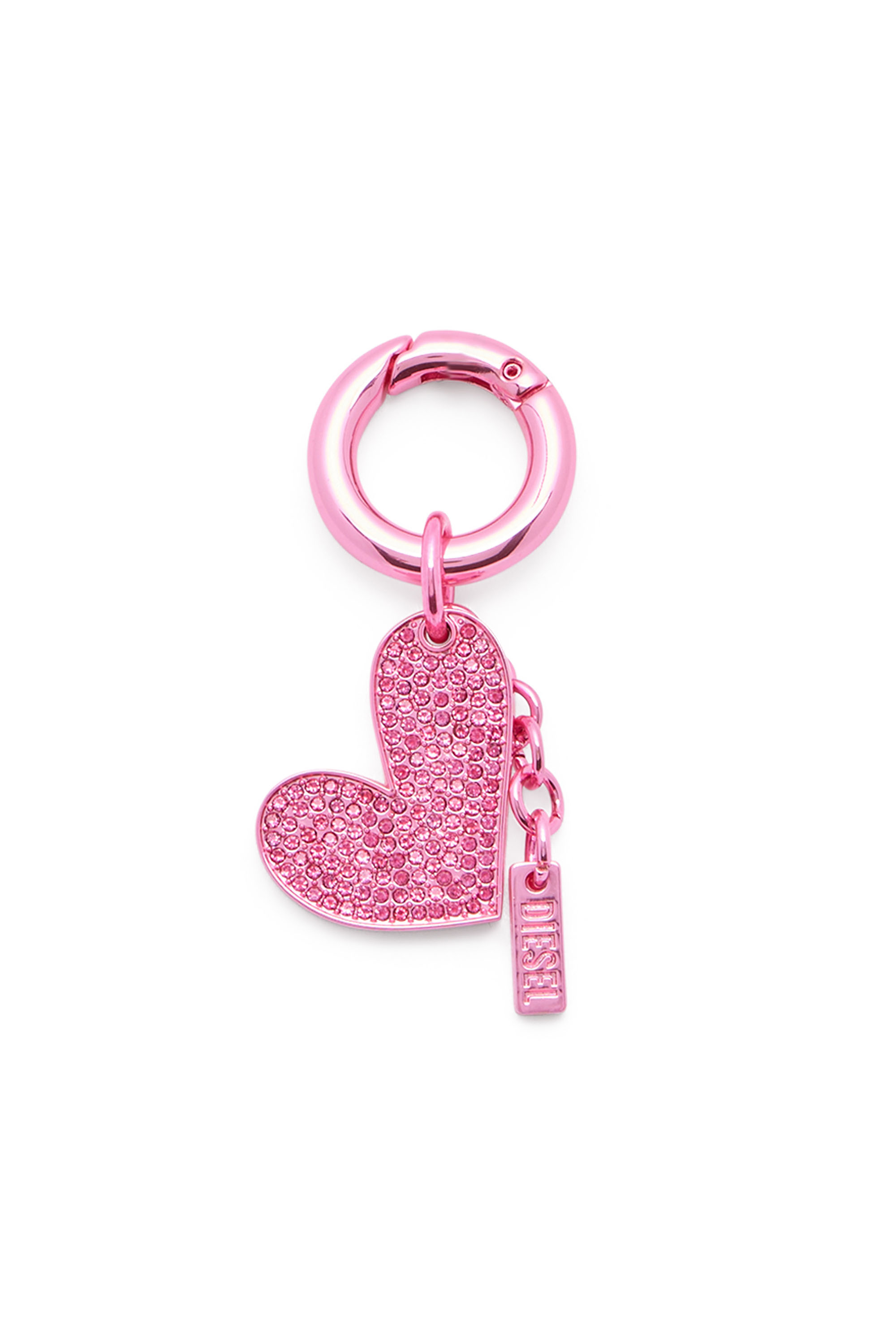 Diesel - CHARM-HEART, Damen Metallherz-Anh&auml;nger mit Strasssteinen in Rosa - 2