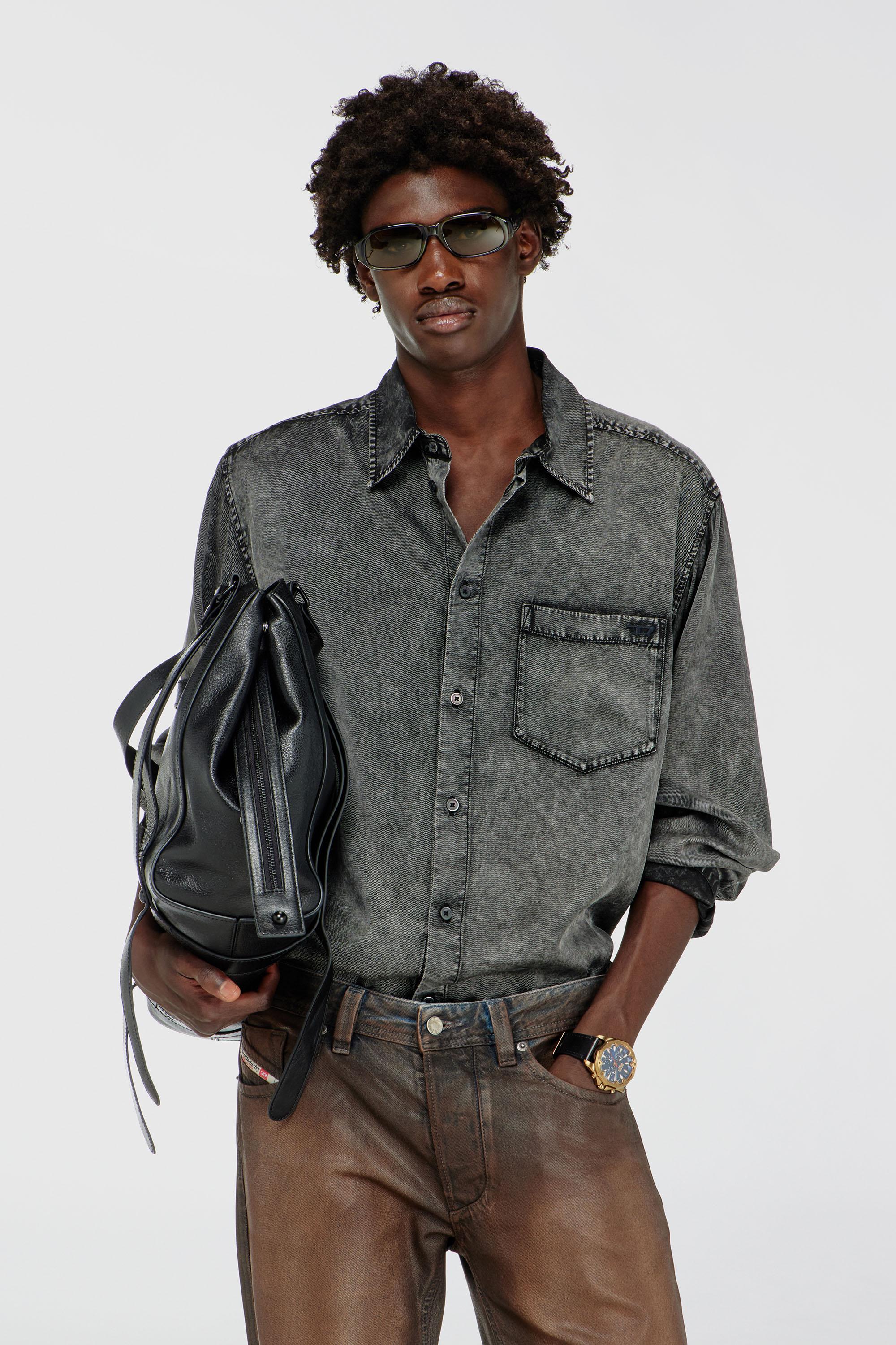 Diesel - S-SIMPLY-NIBC, Herren Flie&szlig;endes Hemd aus Viskose in Denim-Optik in null - 2