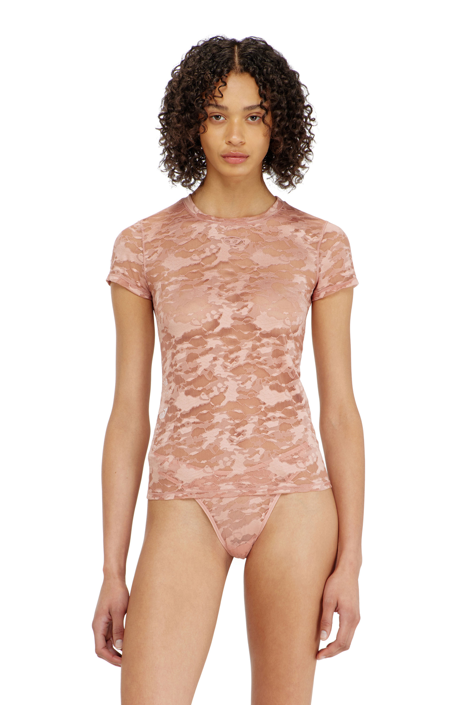 Diesel - KASIA-UTLT, Damen T-Shirt mit Camouflage-Spitze in null - 2