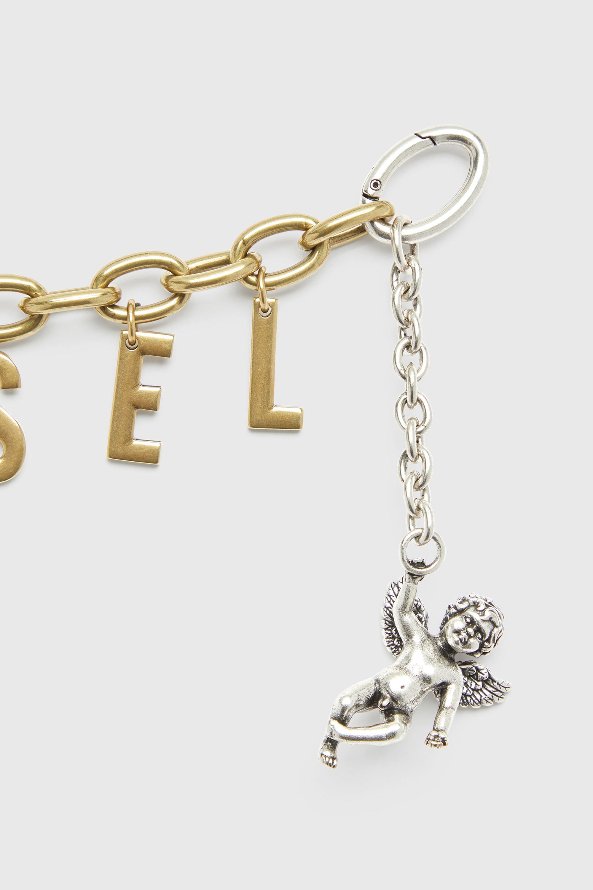 Diesel - CHAIN-D III S, Damen Metallbuchstaben-Anh&auml;nger mit Engelmotiv in Gold - 2