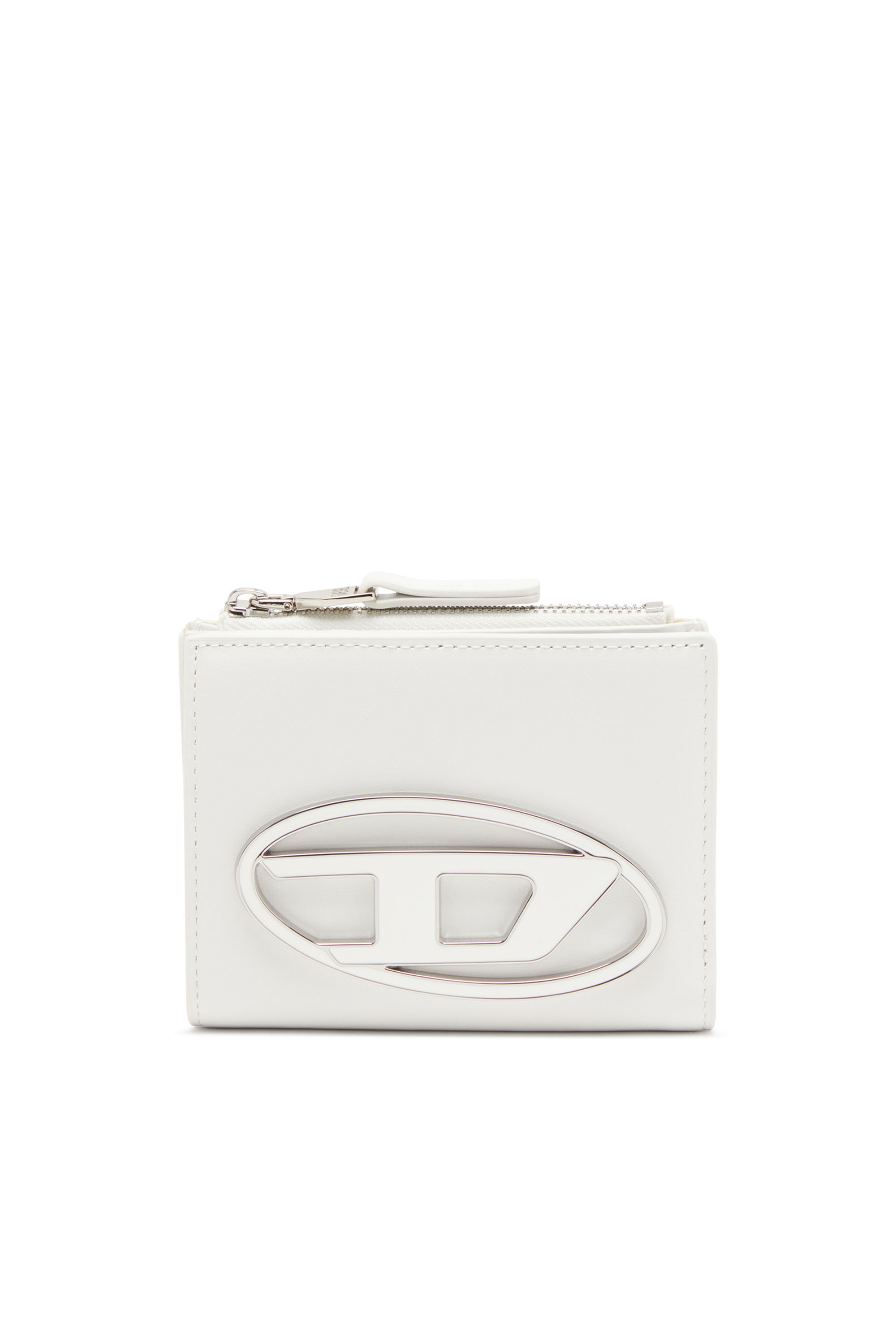 Diesel - 1DR BI-FOLD ZIP II, Damen Kleines Portemonnaie aus Leder mit Logo-Plakette in Weiss - Image 1