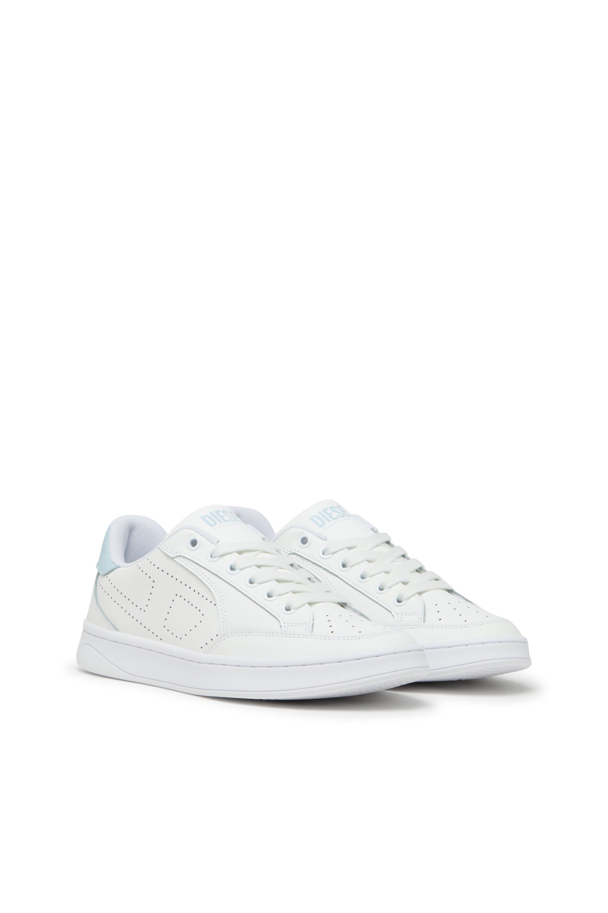 Diesel - S-DAKOTA LOW W, Damen Sneakers aus Leder mit perforiertem Logo in Weiss/Blau - 2