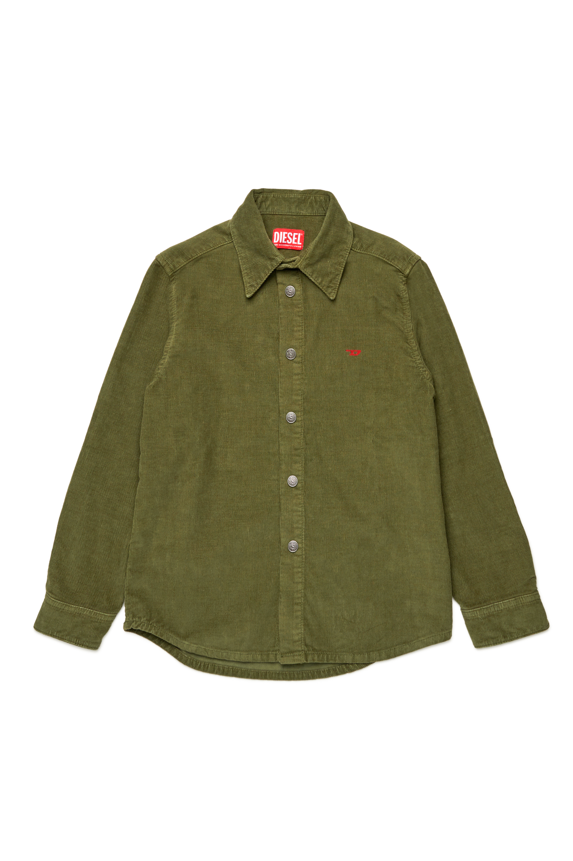 Diesel - CSIMPLY-OVER, Man's Corduroy shirt with small D logo in Green - 1