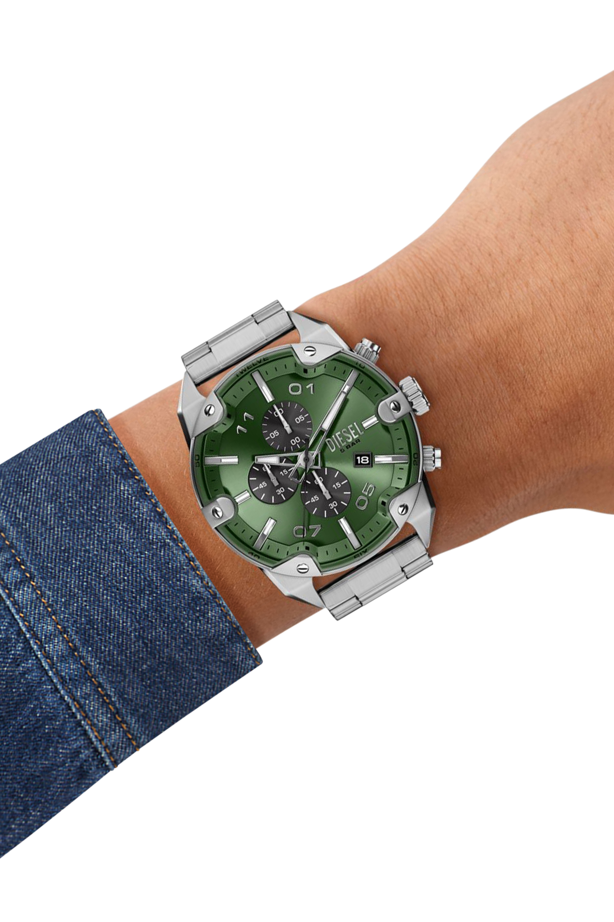 Diesel - DZ4712 WATCH, Herren Spiked Edelstahl-Uhr in Silber - 7